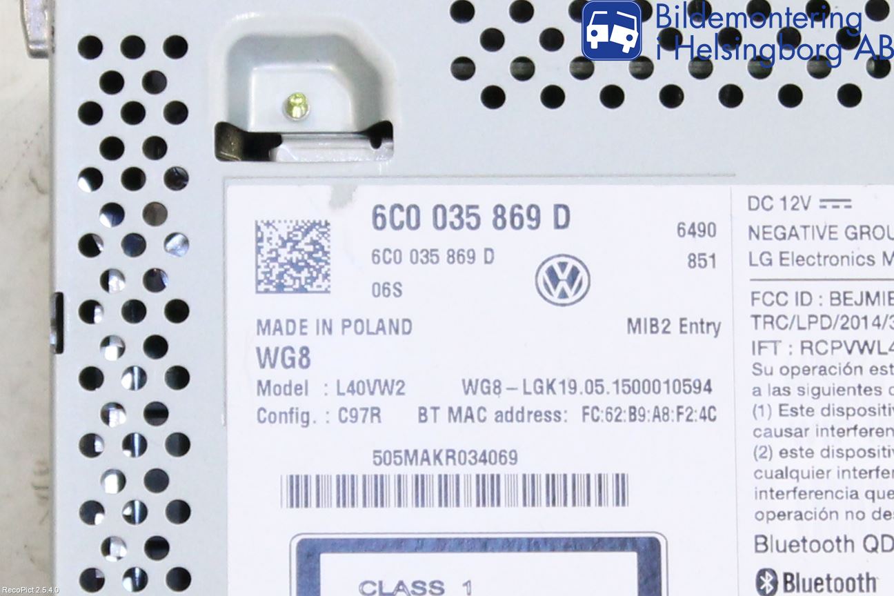 Volkswagen VW POLO 10-17 Cd Radio - Multimediapanel
