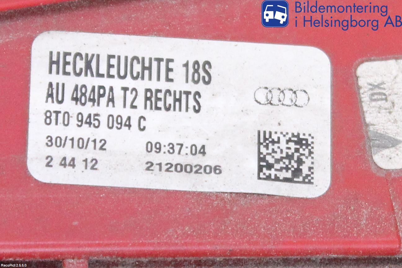 Audi A5 07-16 Bakljus Lucka Hö