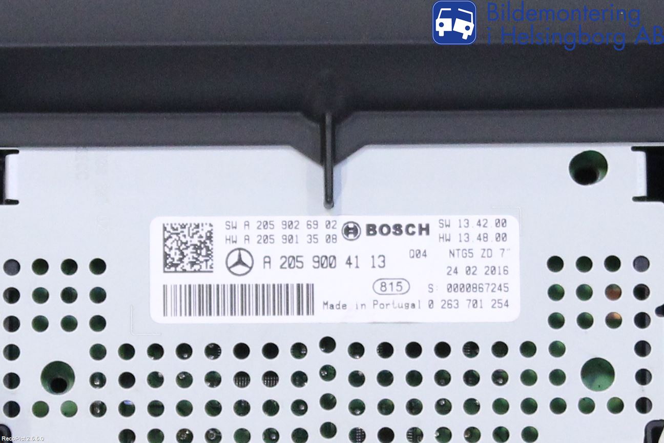 Mercedes-Benz MB C-KLASS (W205) 14-21 Kontrolldisplay