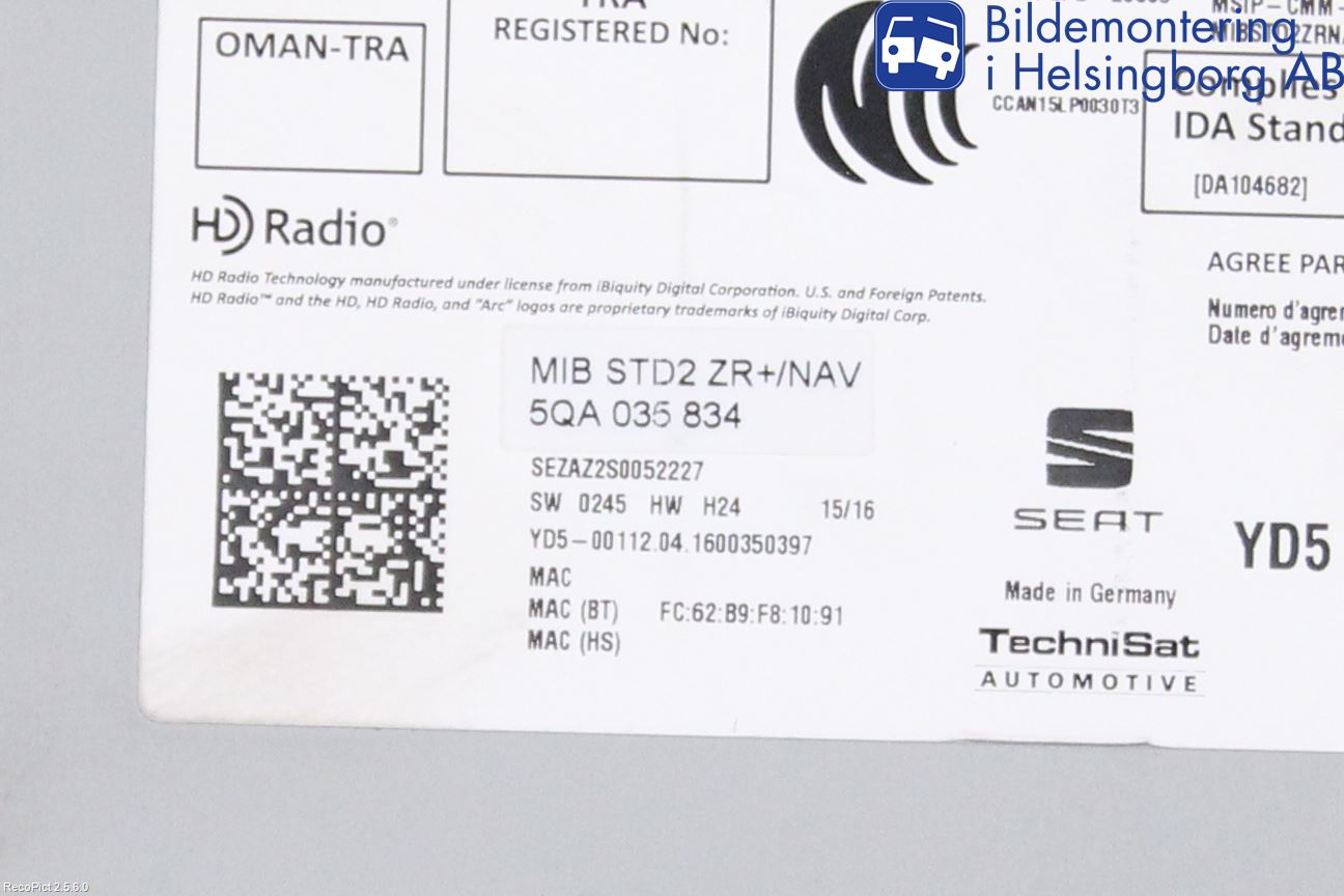 Seat LEON 13-20 Cd Radio - Multimediapanel