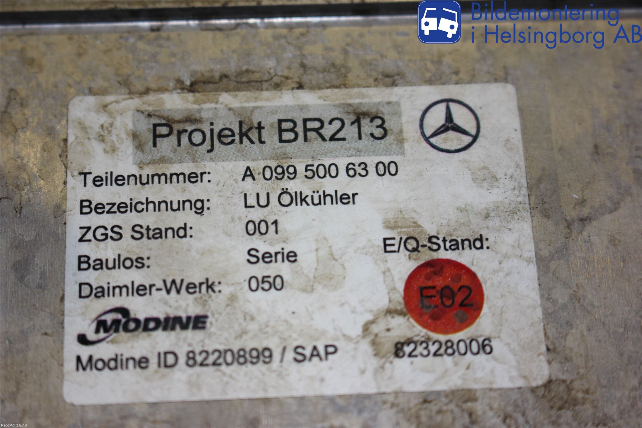 Mercedes-Benz MB E-KLASS (W213) 16-23 Oljekylare Automat