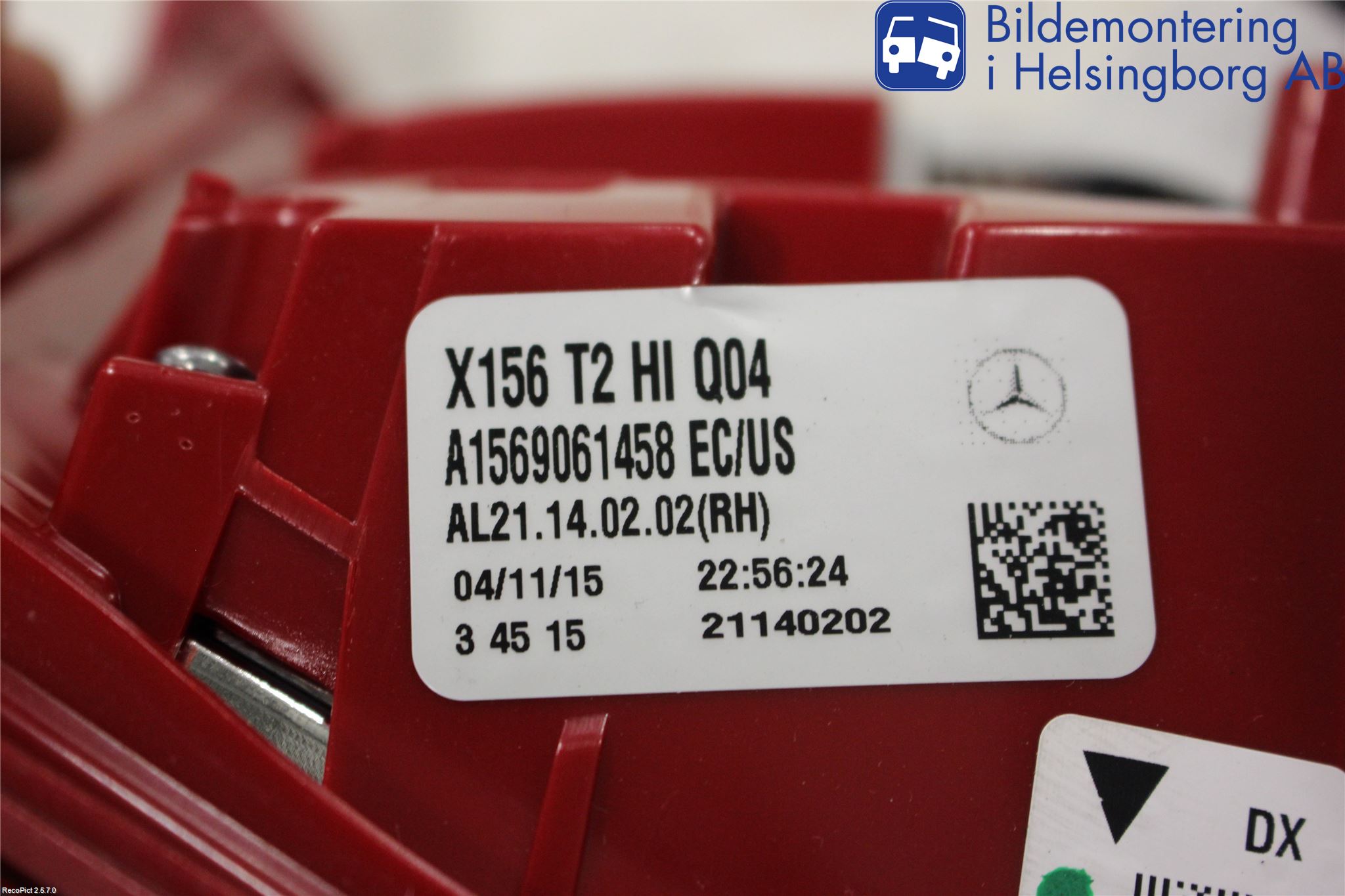 Mercedes-Benz MB GLA-KLASS (X156) 13-20 Bakljus Lucka Hö