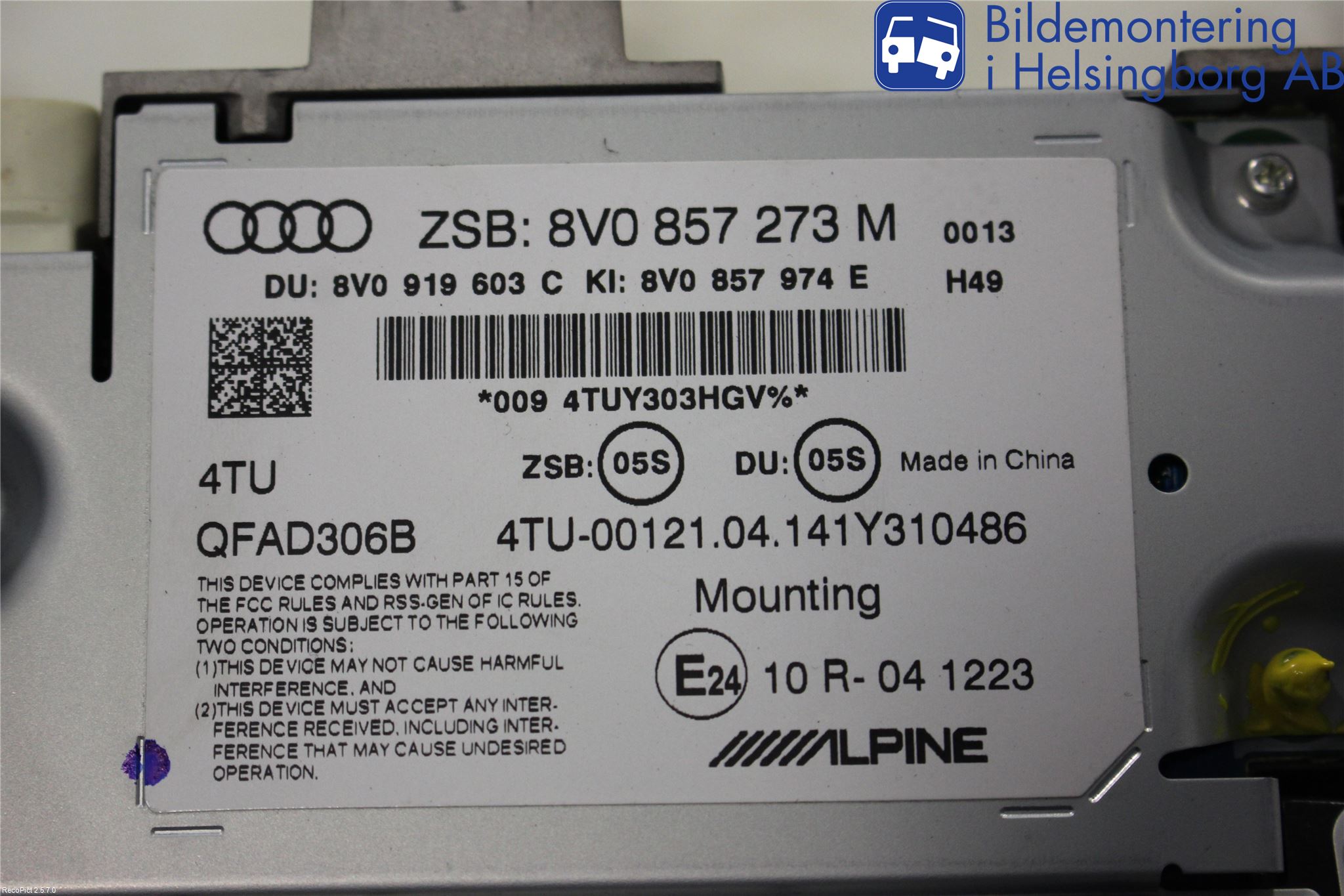 Audi A3/S3 8V 13-20 Kontrolldisplay