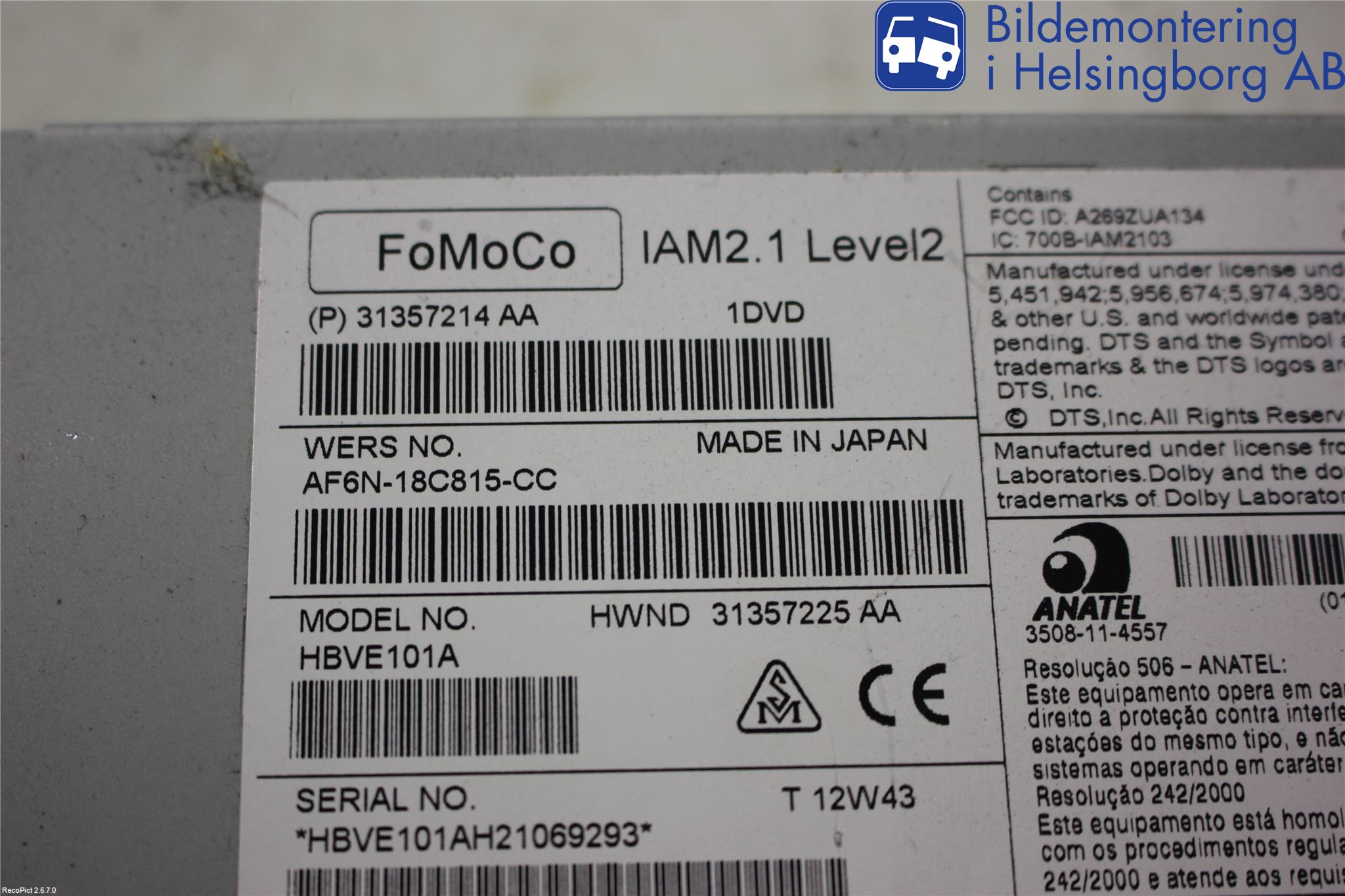 Volvo XC60 09-13 Cd Radio - Multimediapanel