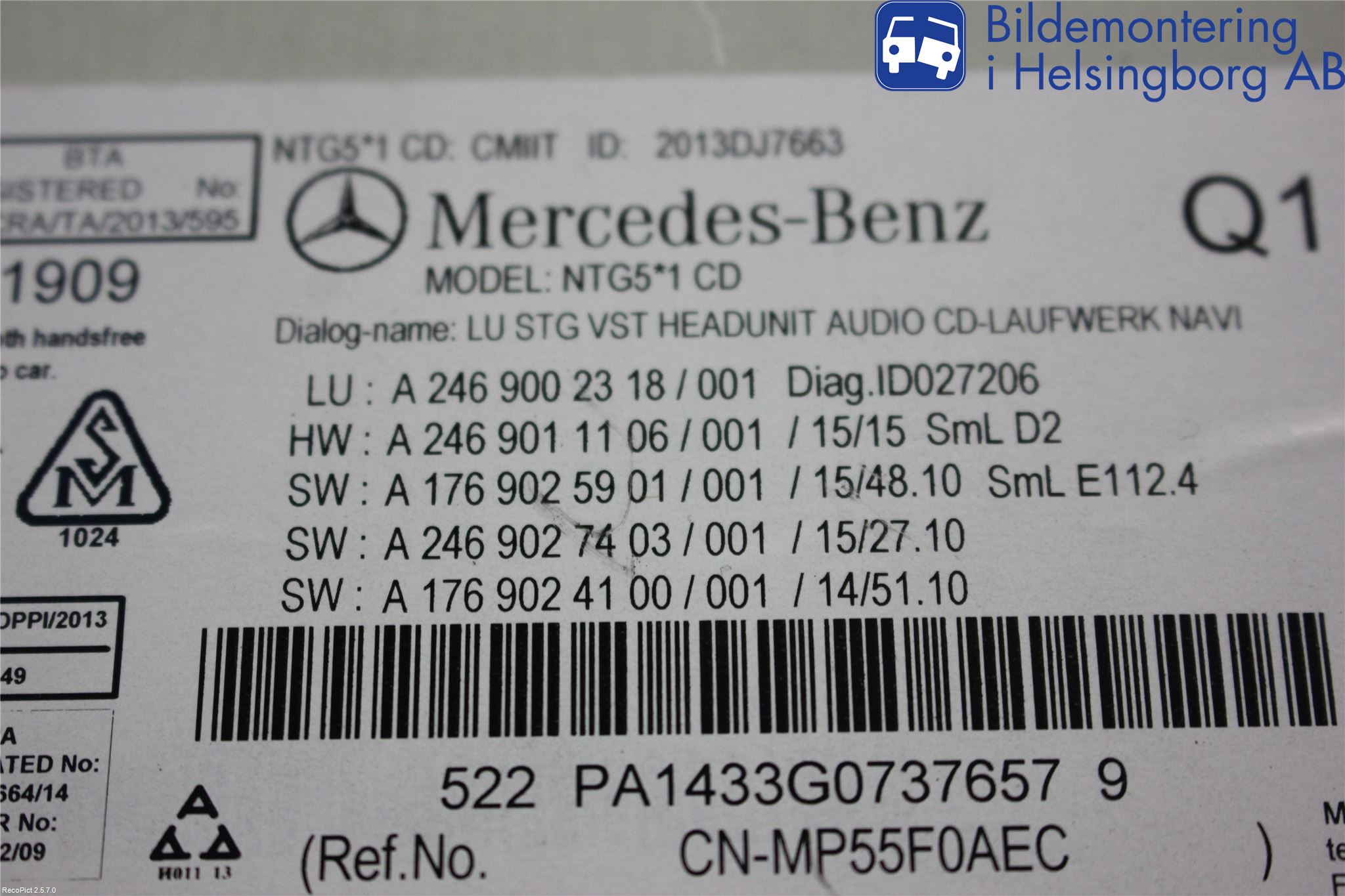 Mercedes-Benz MB A-KLASS (W176) 13-18 Cd Radio - Multimediapanel