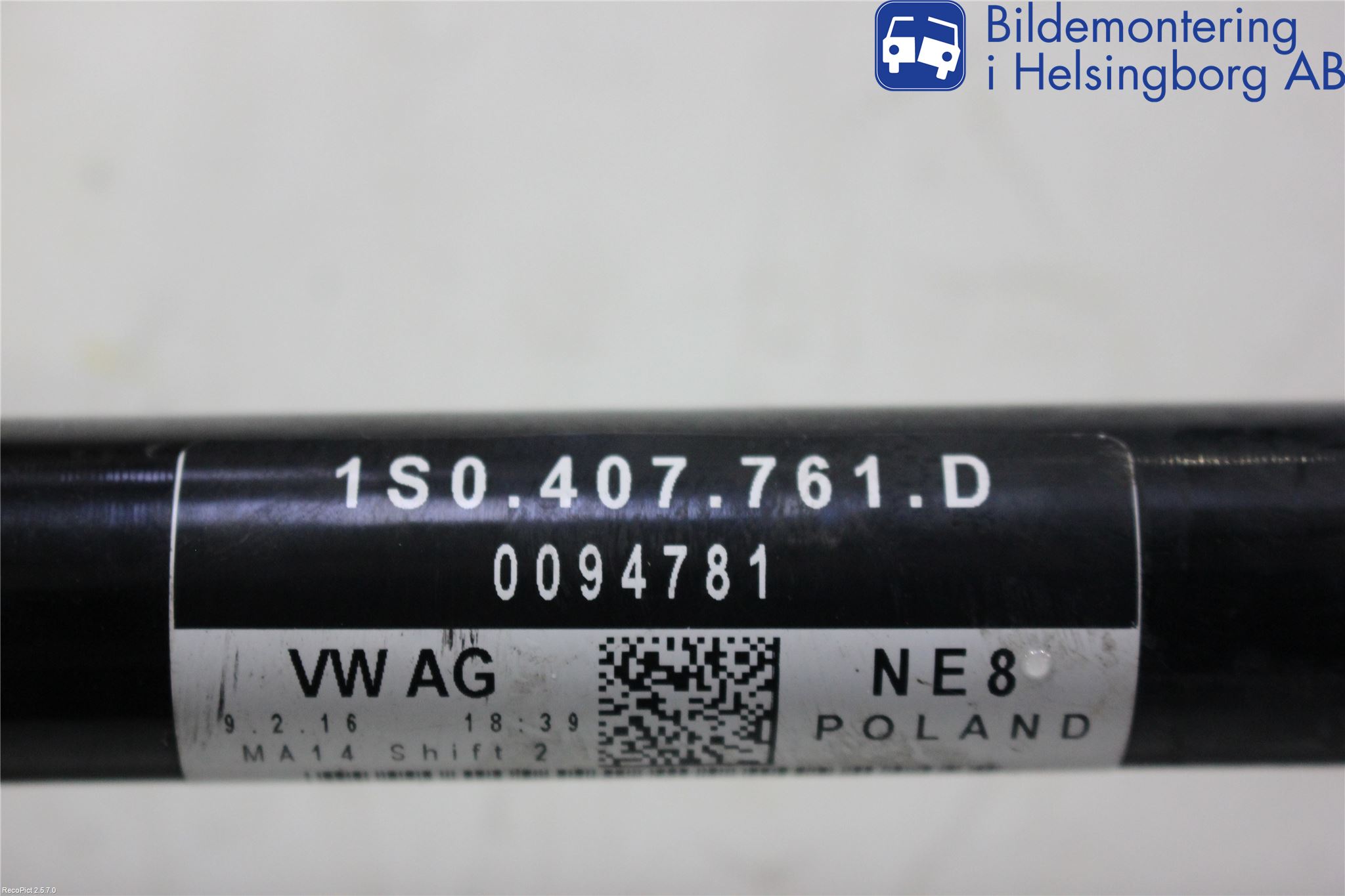 Volkswagen VW UP! / E-UP! Drivaxel Fram Vänster