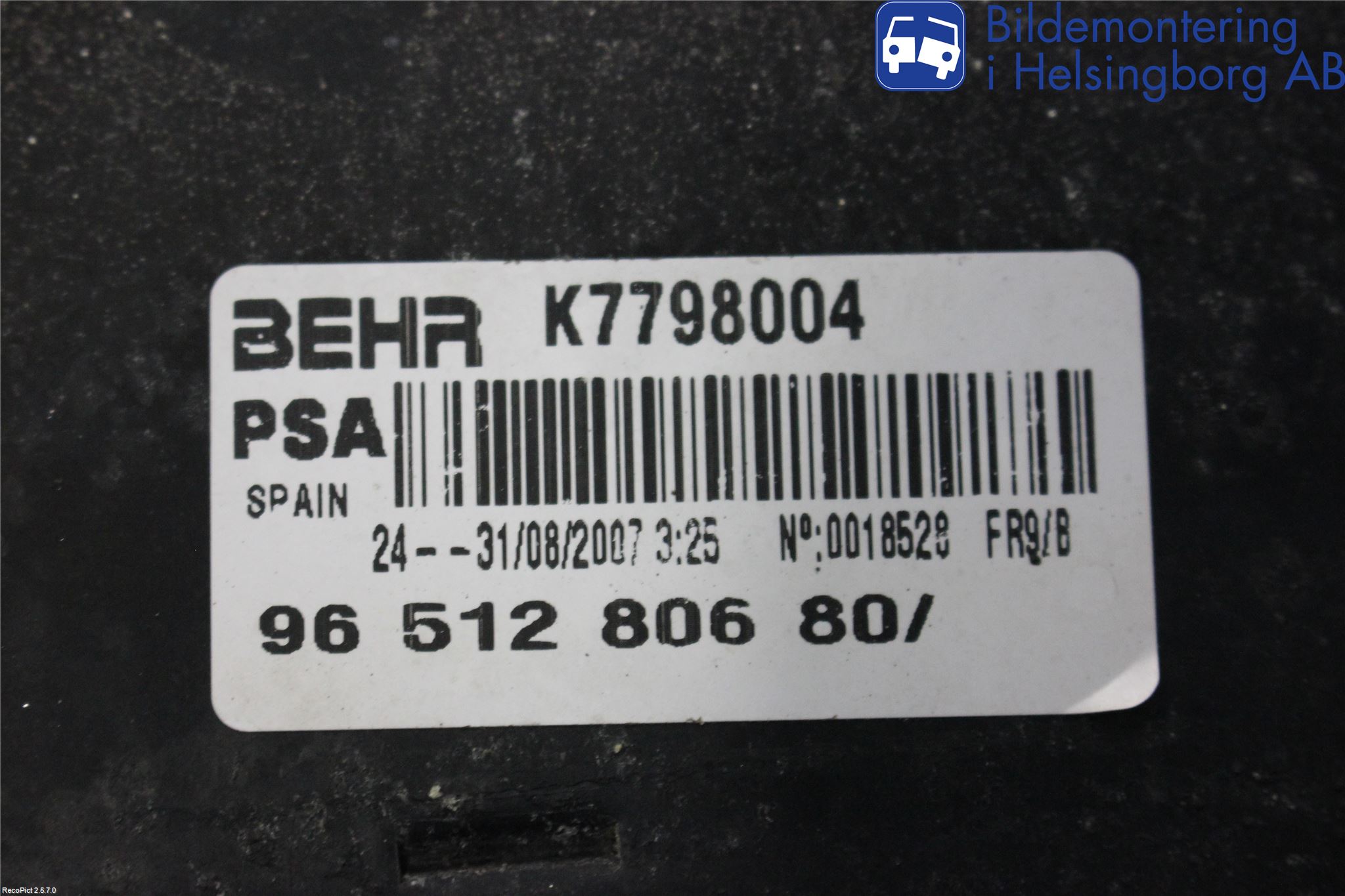 Peugeot 207 Laddluft-Intercooler Kyl