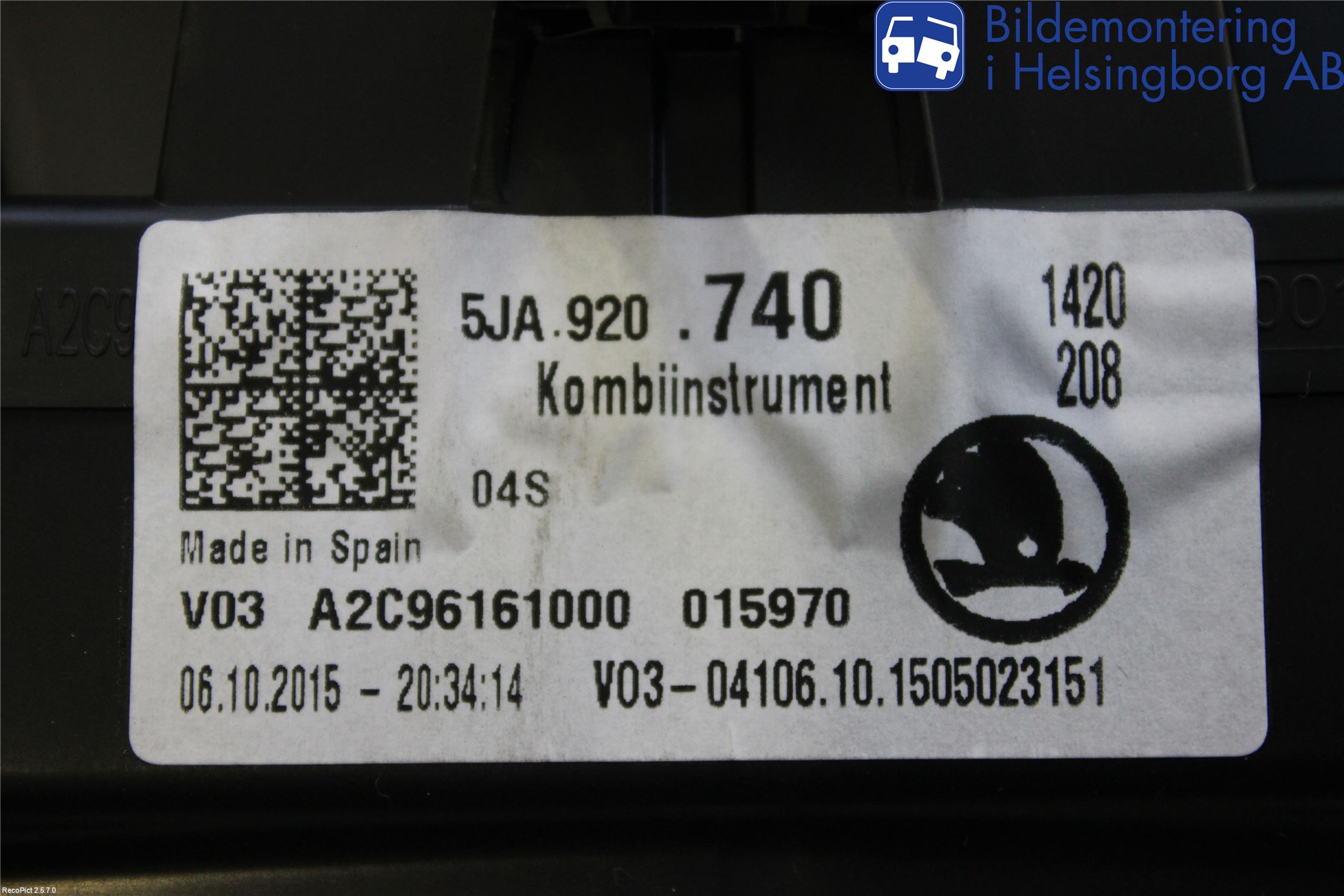 Skoda RAPID Instrument Komb