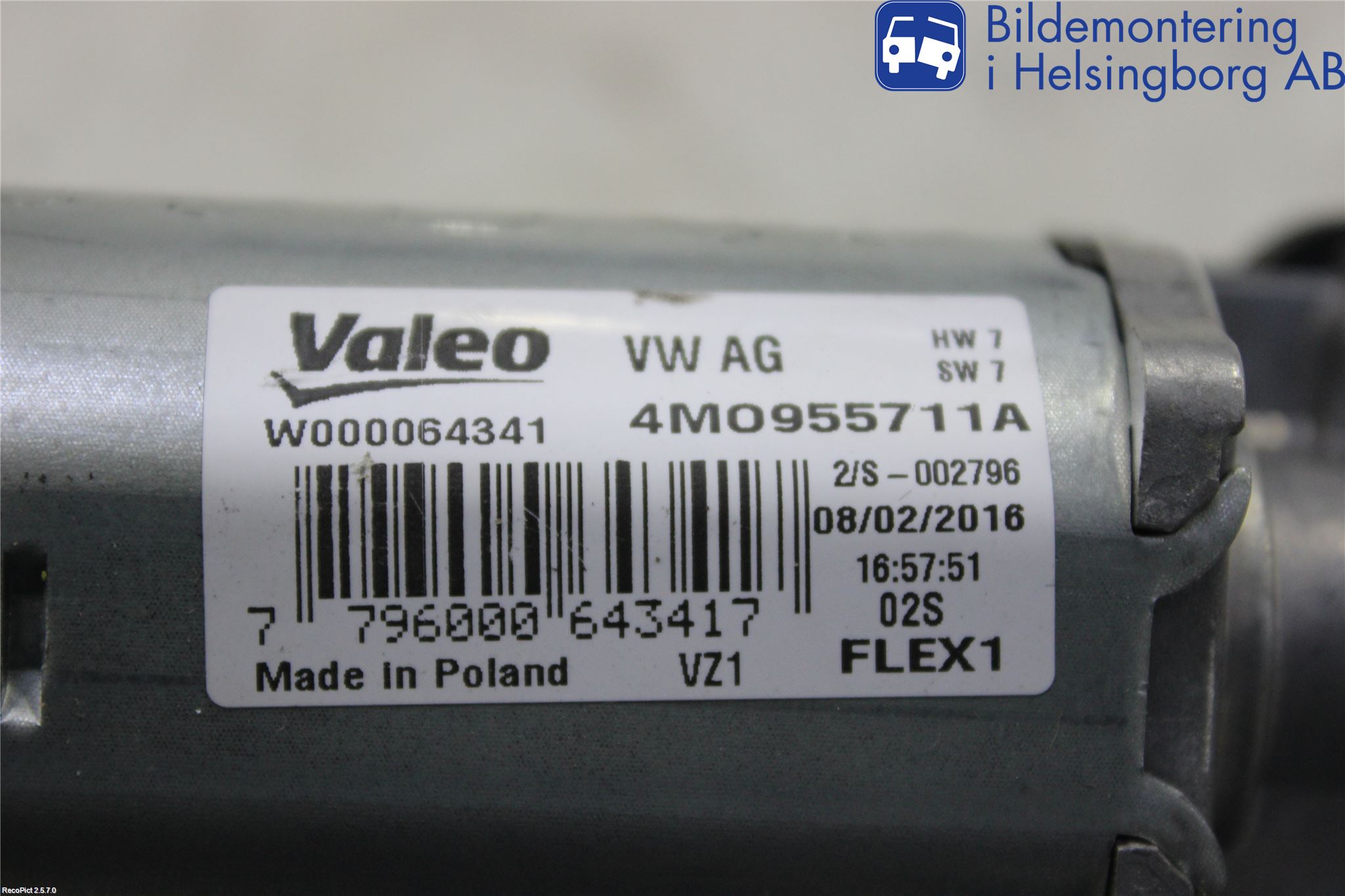 Audi A4/S4 B9 16-19 Torkarmotor Baklucka