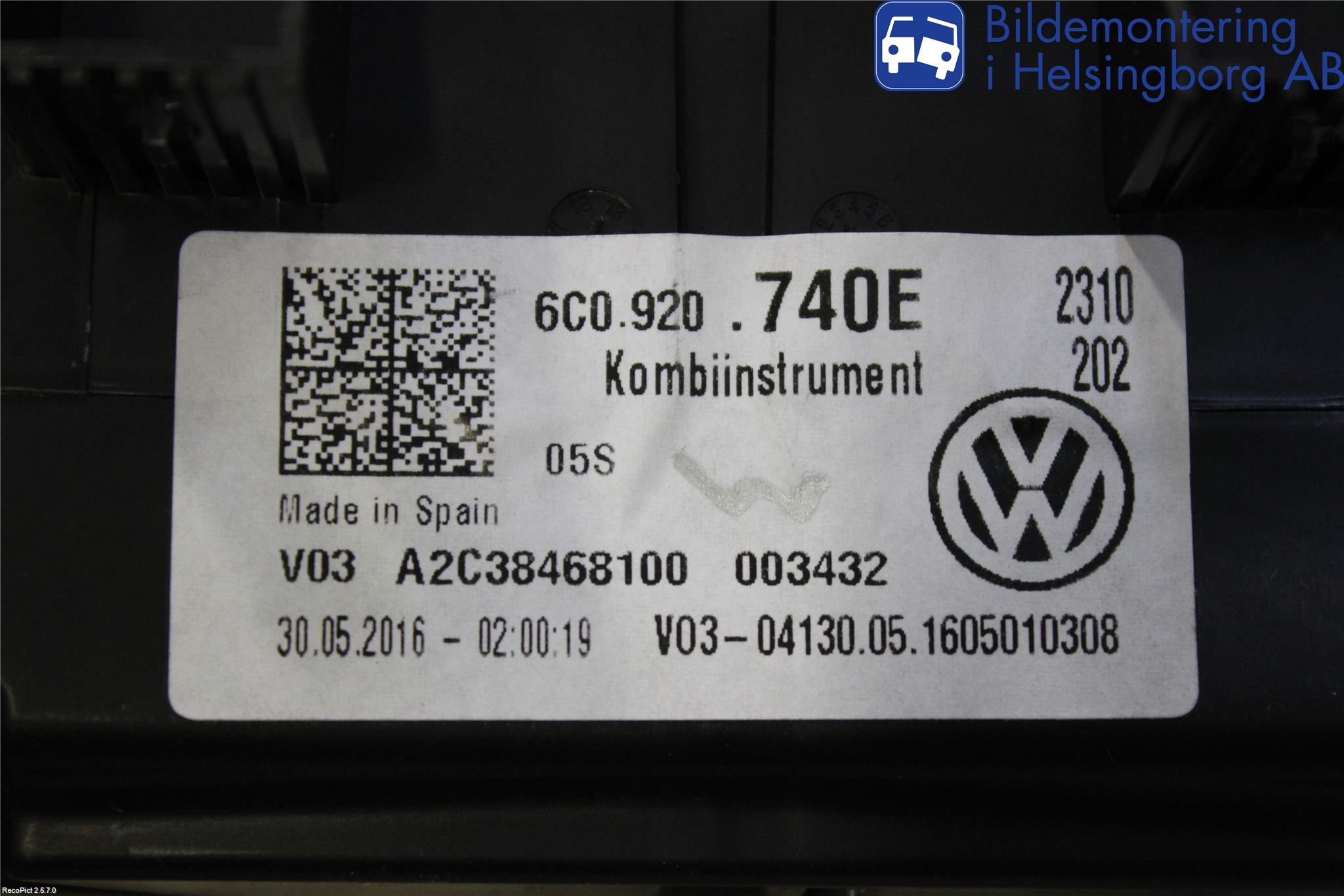 Volkswagen VW POLO 10-17 Instrument Komb
