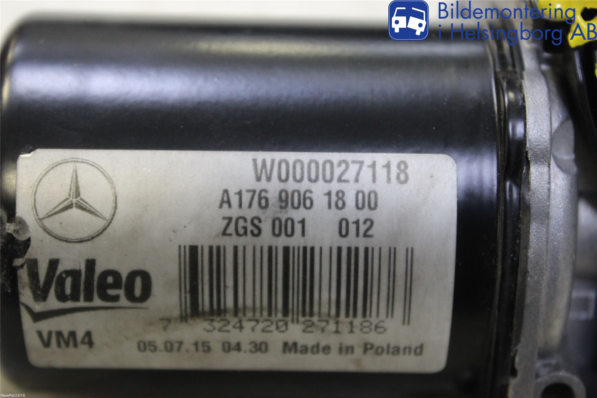 Mercedes-Benz MB CLA-KLASS (C117/X117) 13-19 Torkarmotor Vindruta