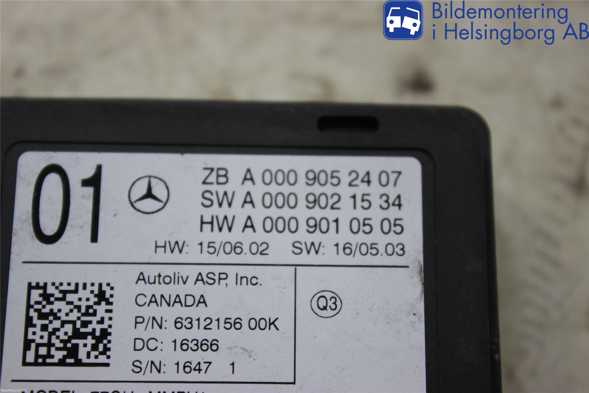 Mercedes-Benz MB E-KLASS (W213) 16-23 Sensor Aktivt Kollisionsskydd