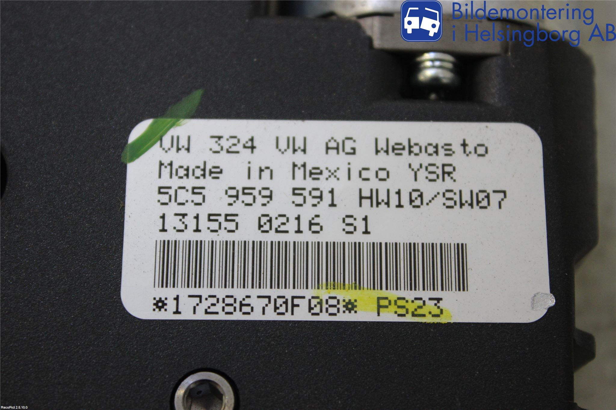 Volkswagen VW BEETLE 12- Taklucksmotor