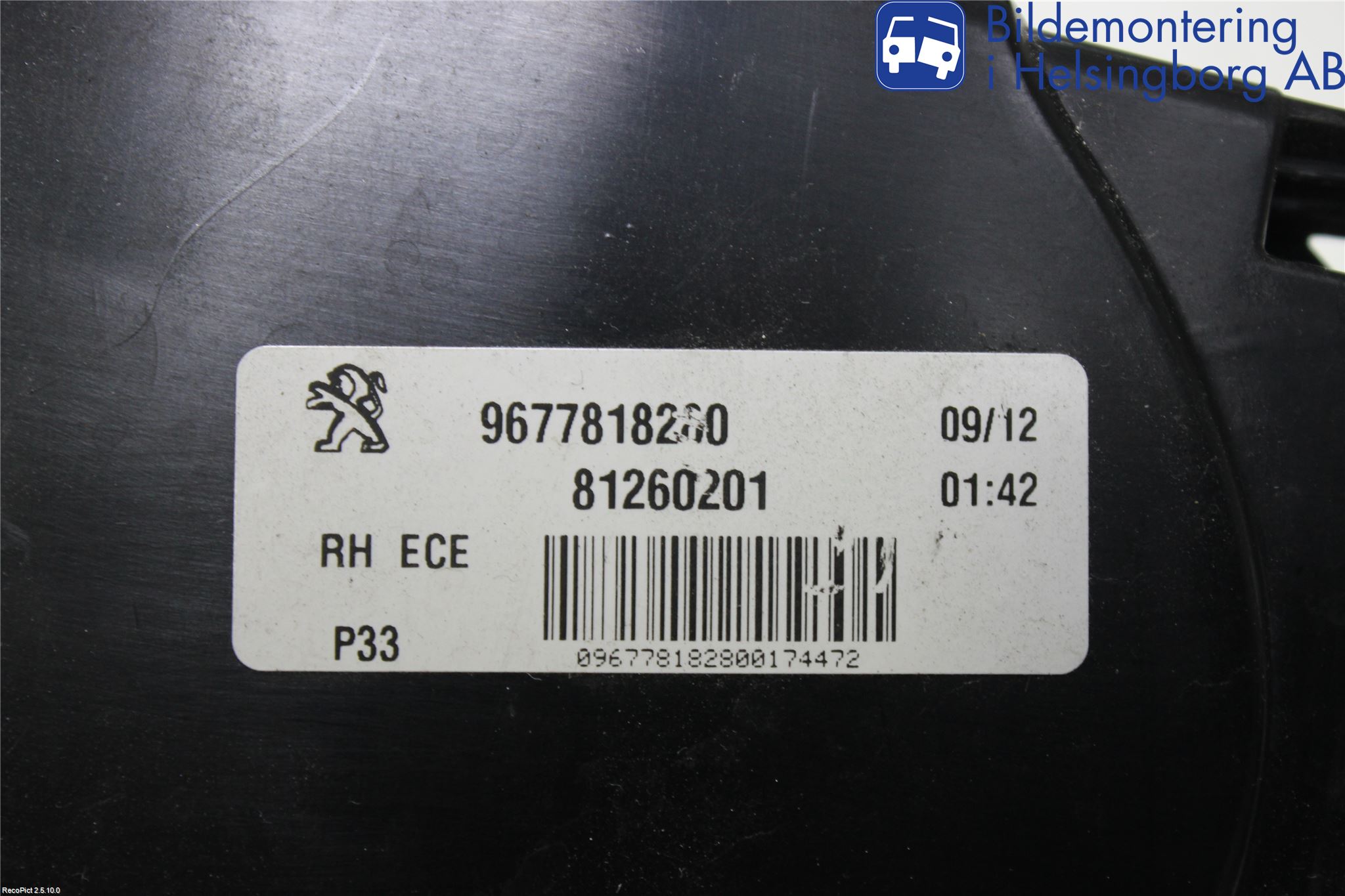 Peugeot 308 14-21 Bakljus Lucka Hö