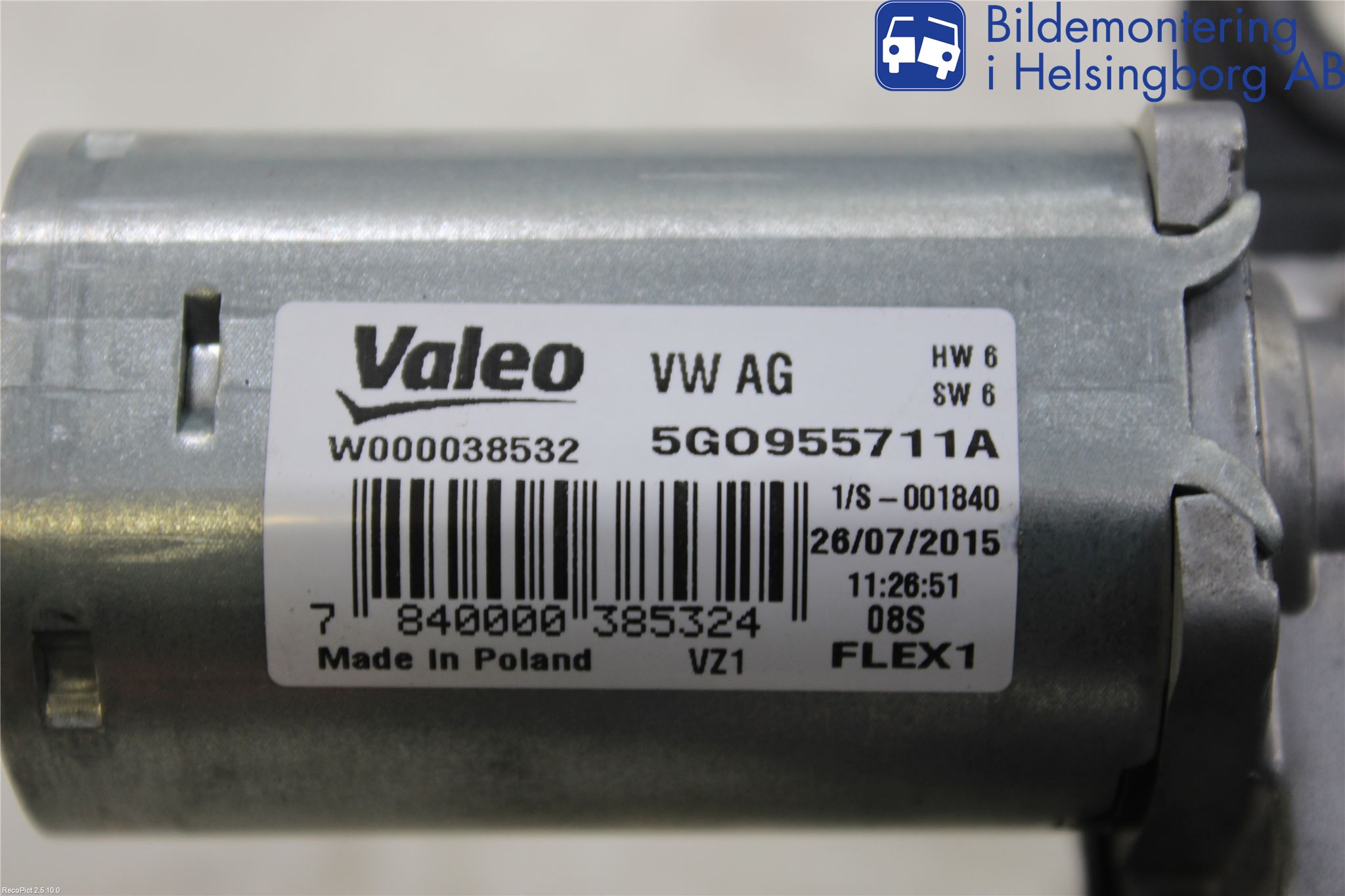 Volkswagen VW PASSAT 15-19 Torkarmotor Baklucka