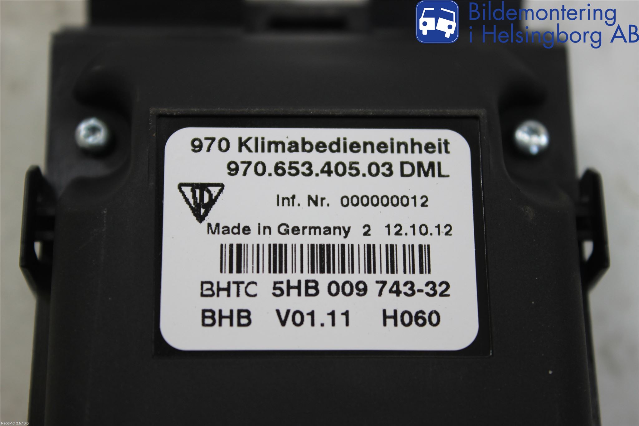 Porsche PANAMERA 09- Strömställare Stolvärme