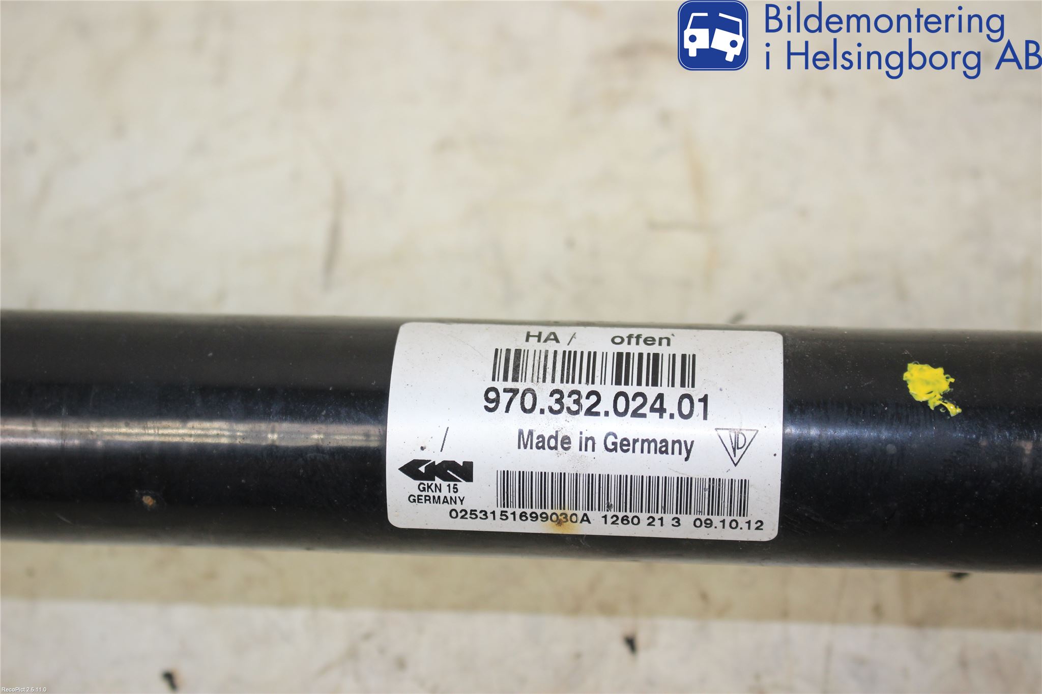 Porsche PANAMERA 09- Drivaxel Bak Vänster