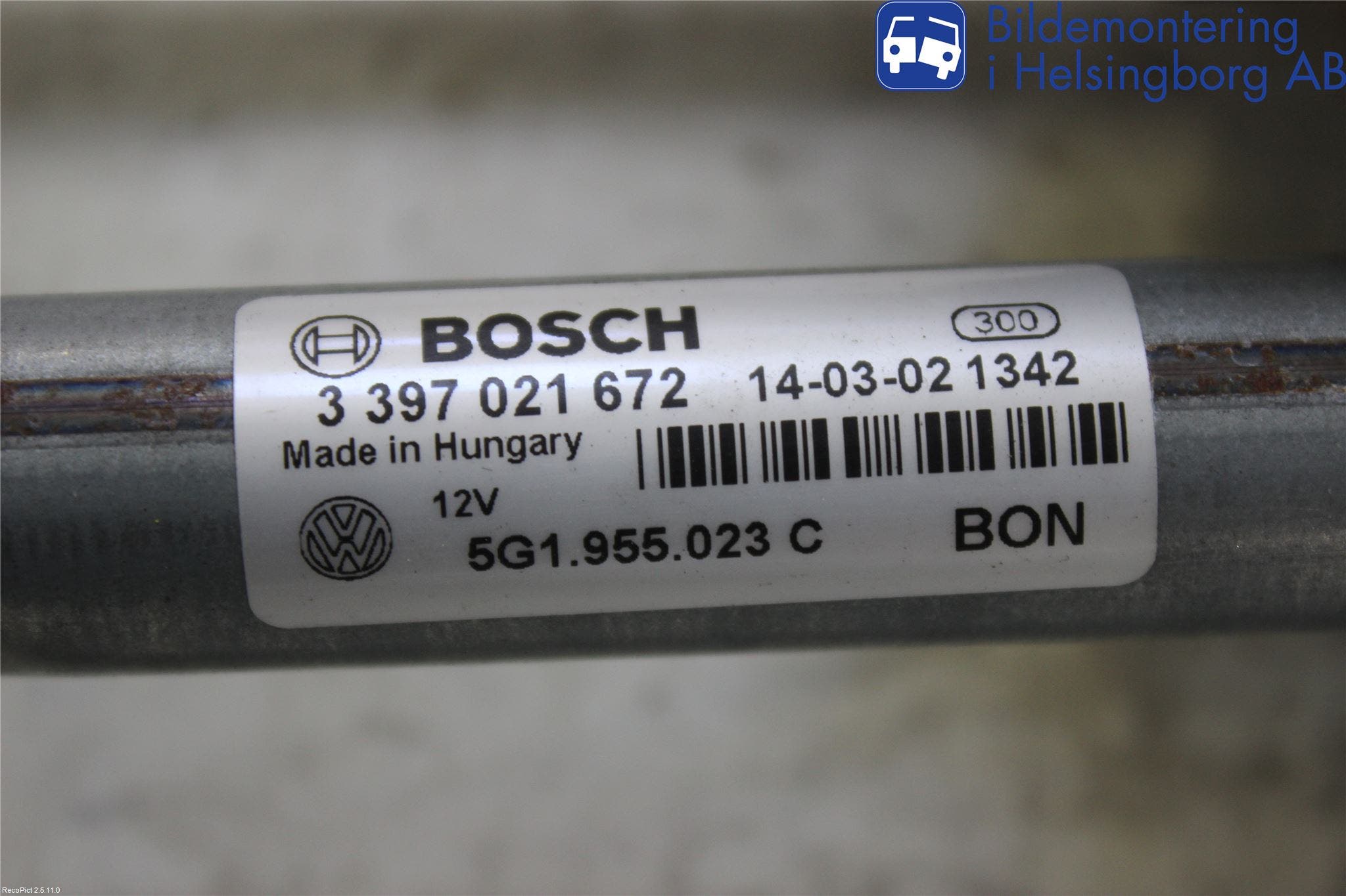 Volkswagen VW GOLF / E-GOLF VII 13-20 Torkarmekanism Vindruta