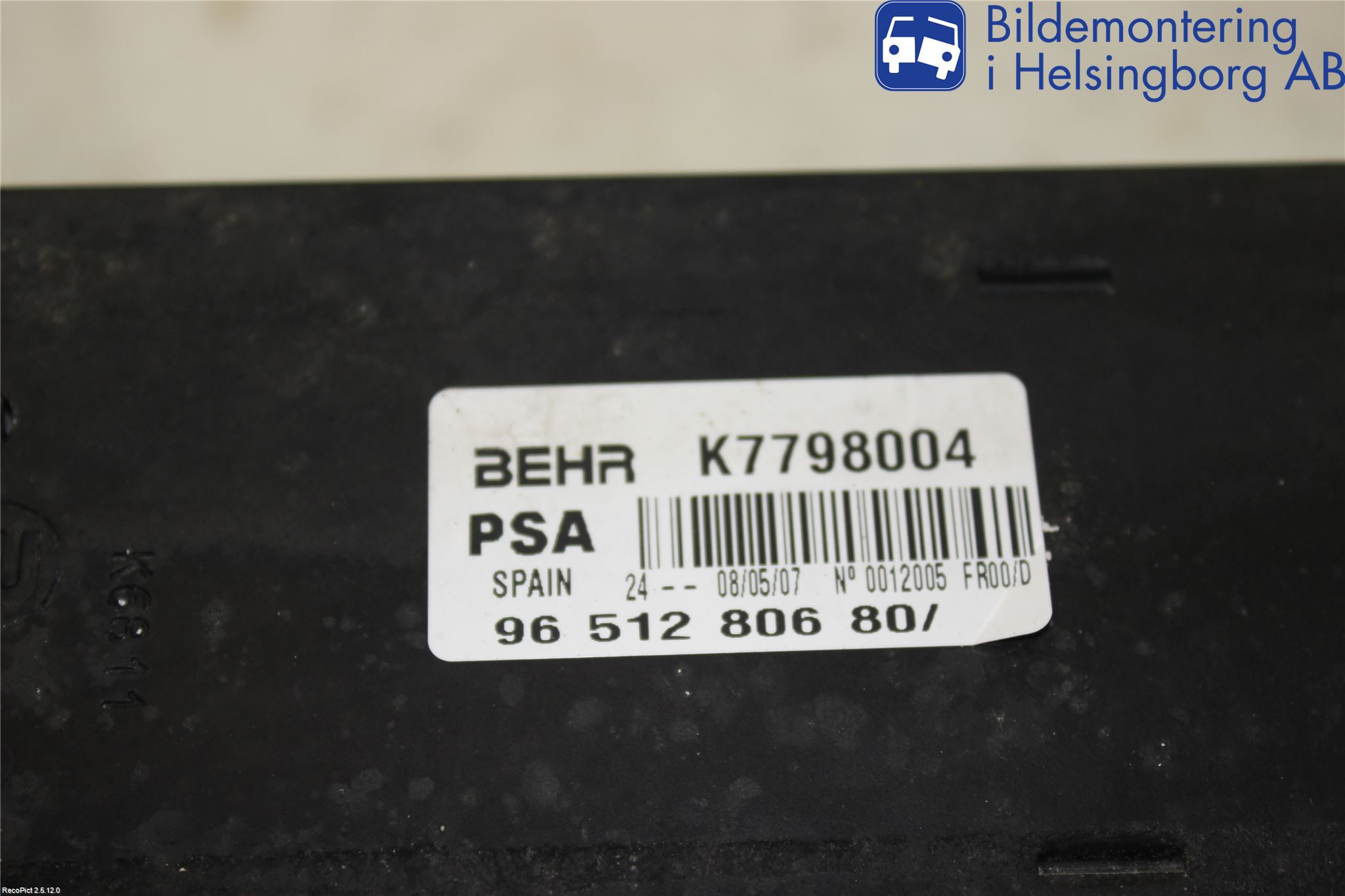 Peugeot 207 Laddluft-Intercooler Kyl