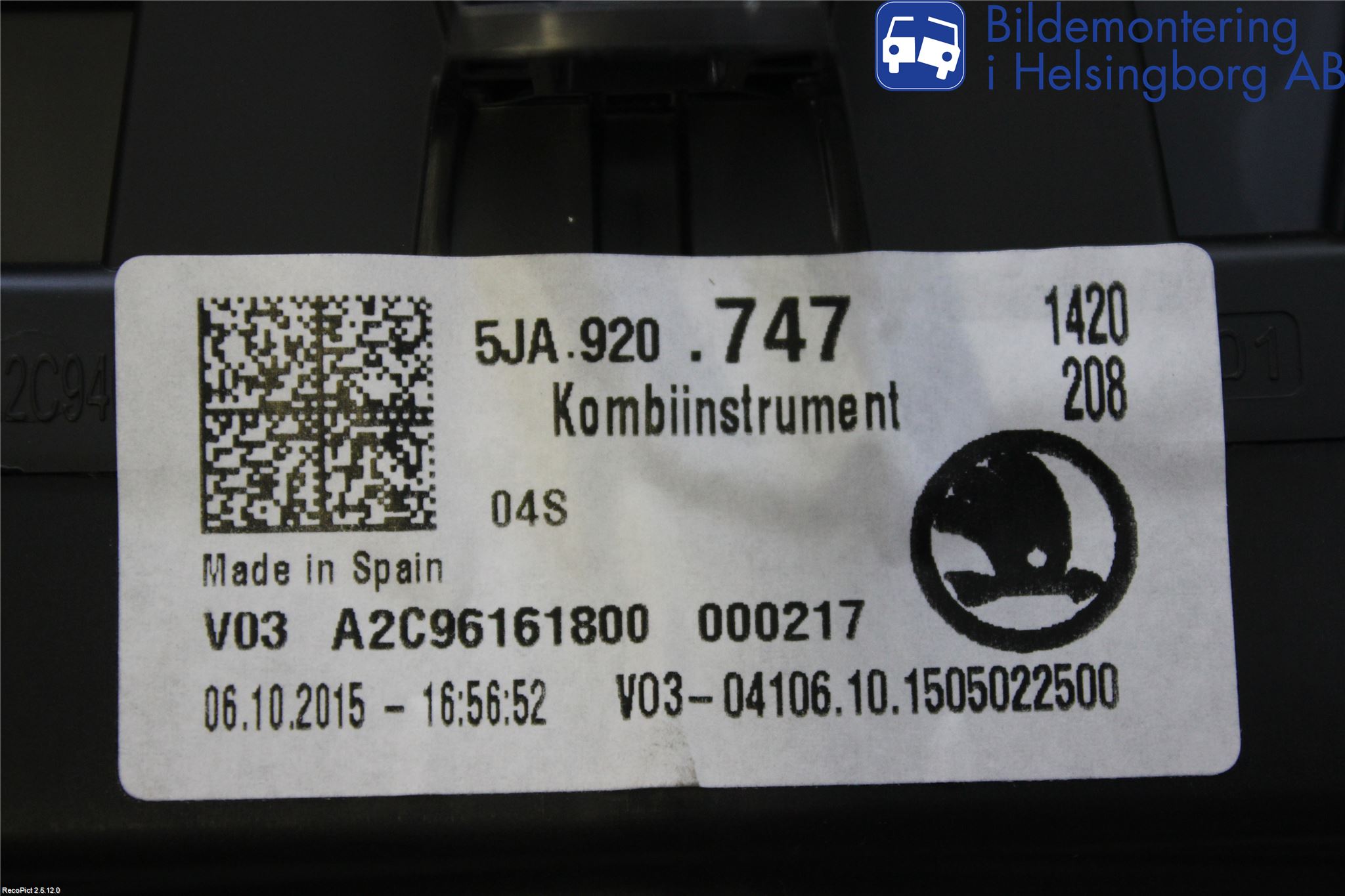 Skoda RAPID Instrument Komb