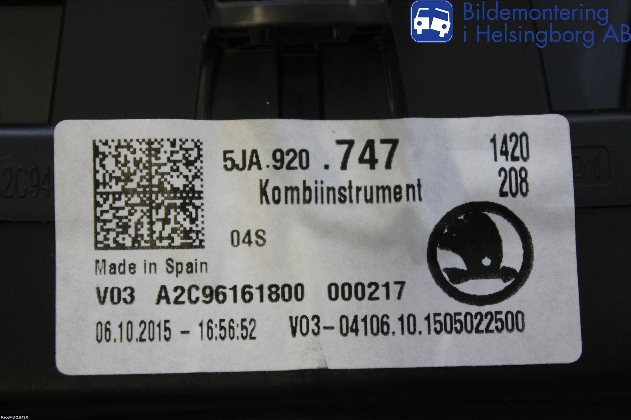 Skoda RAPID Instrument Komb