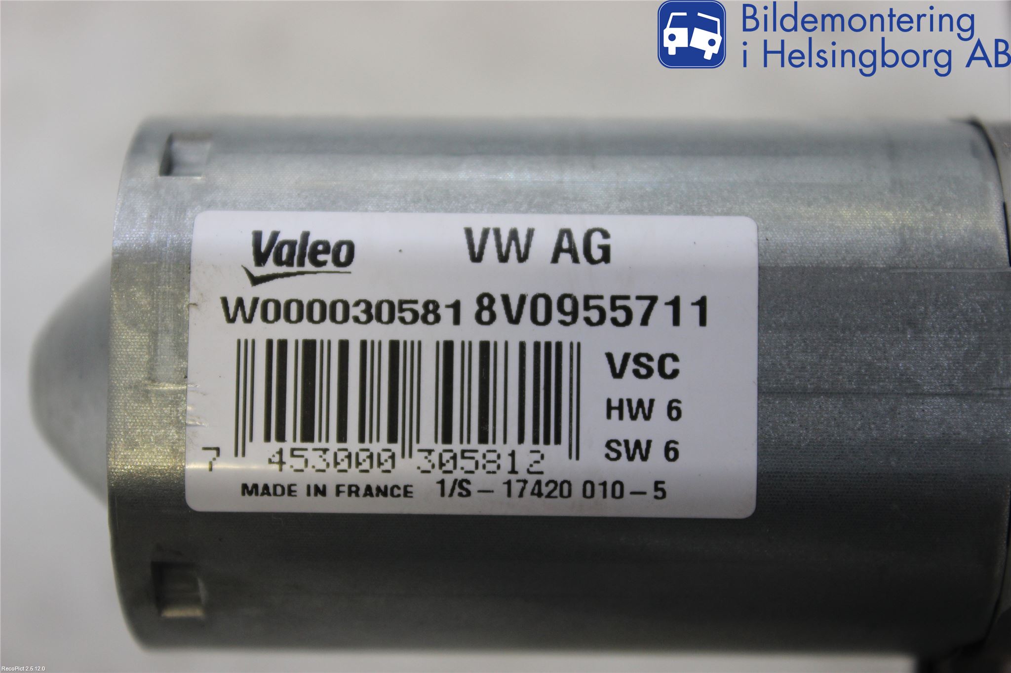 Audi A3/S3 8V 13-20 Torkarmotor Baklucka