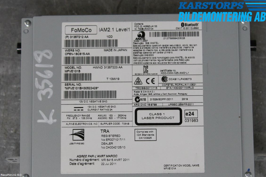 Volvo V60 14-18 Cd Radio - Multimediapanel