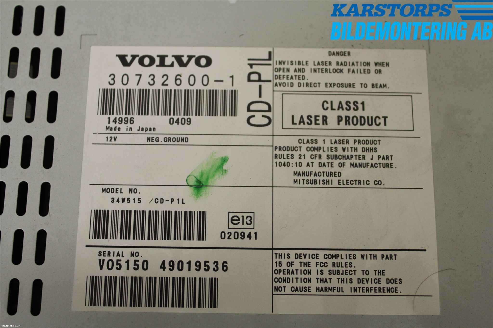 Volvo V50 04-07 Cd Radio - Multimediapanel