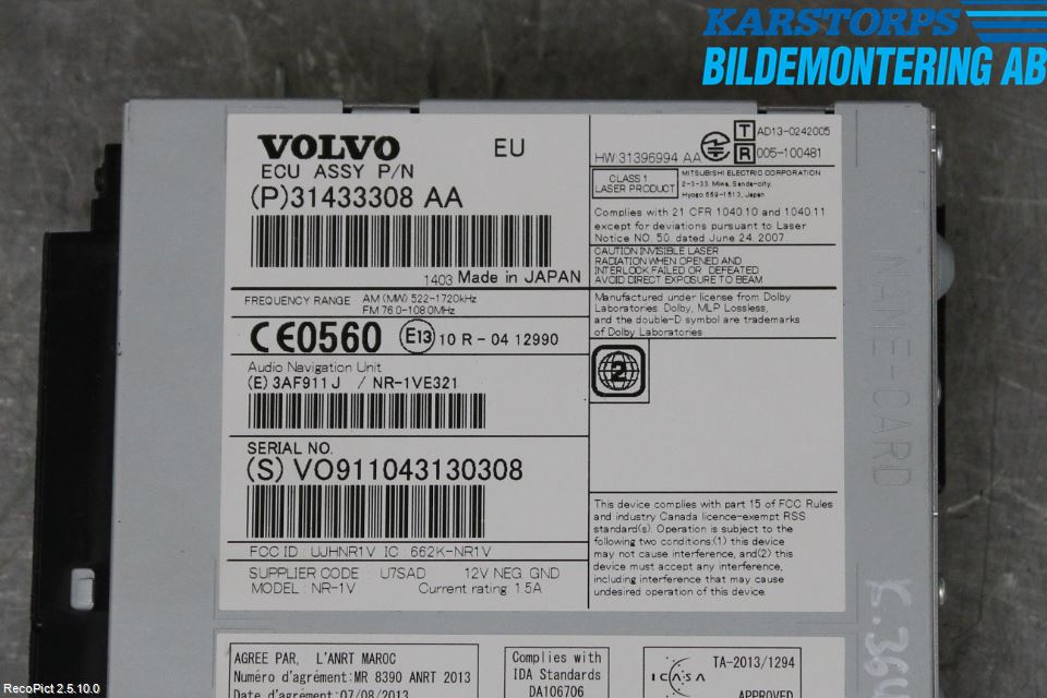 Volvo V60 14-18 Cd Radio - Multimediapanel