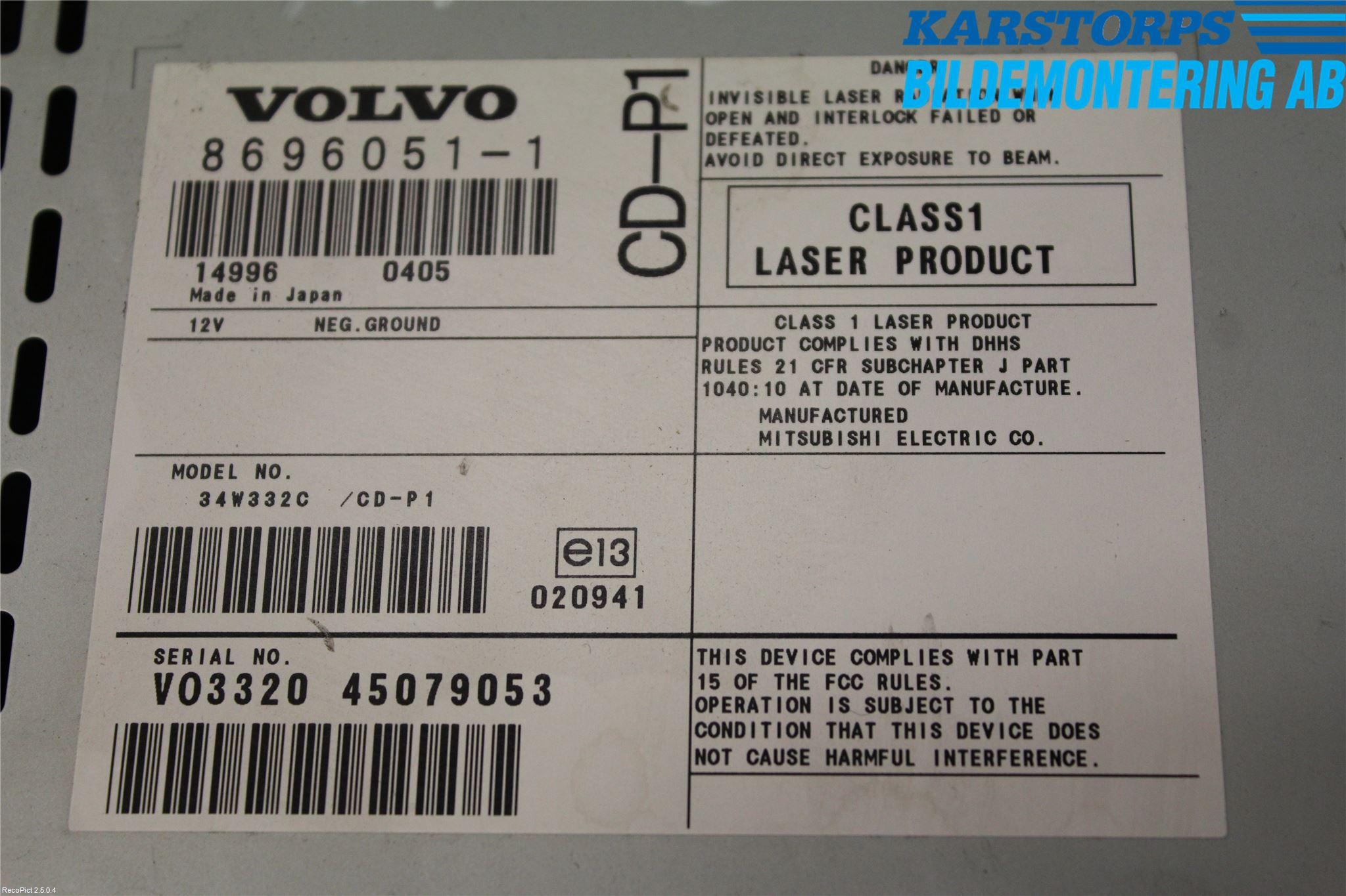 Volvo V50 04-07 Cd Radio - Multimediapanel