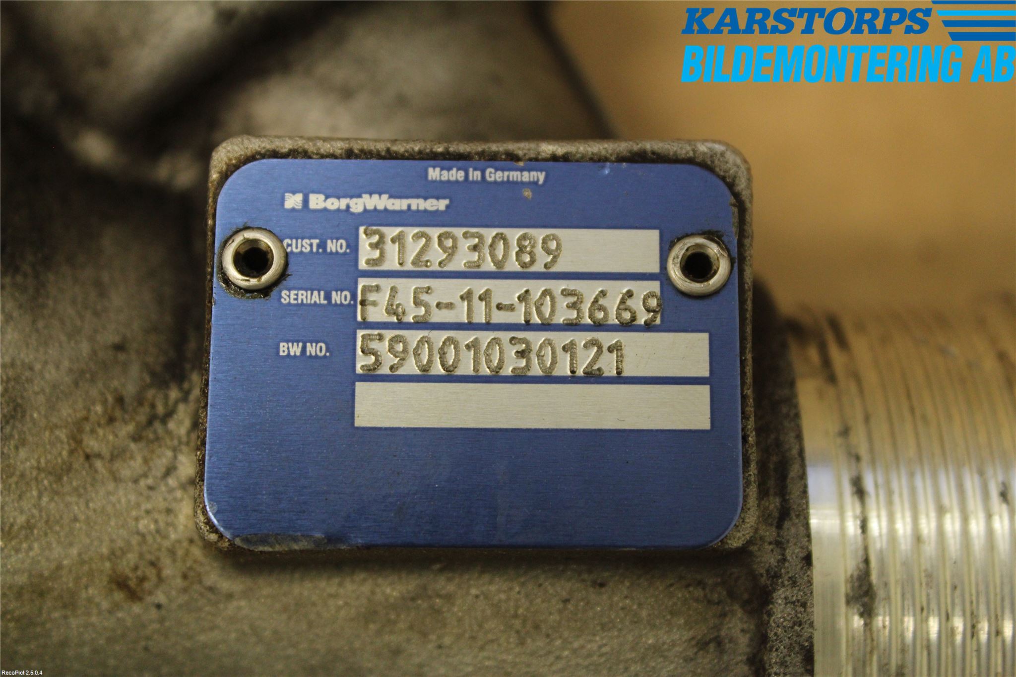 Volvo V60 11-13 Laddluft-Intercoolerrör