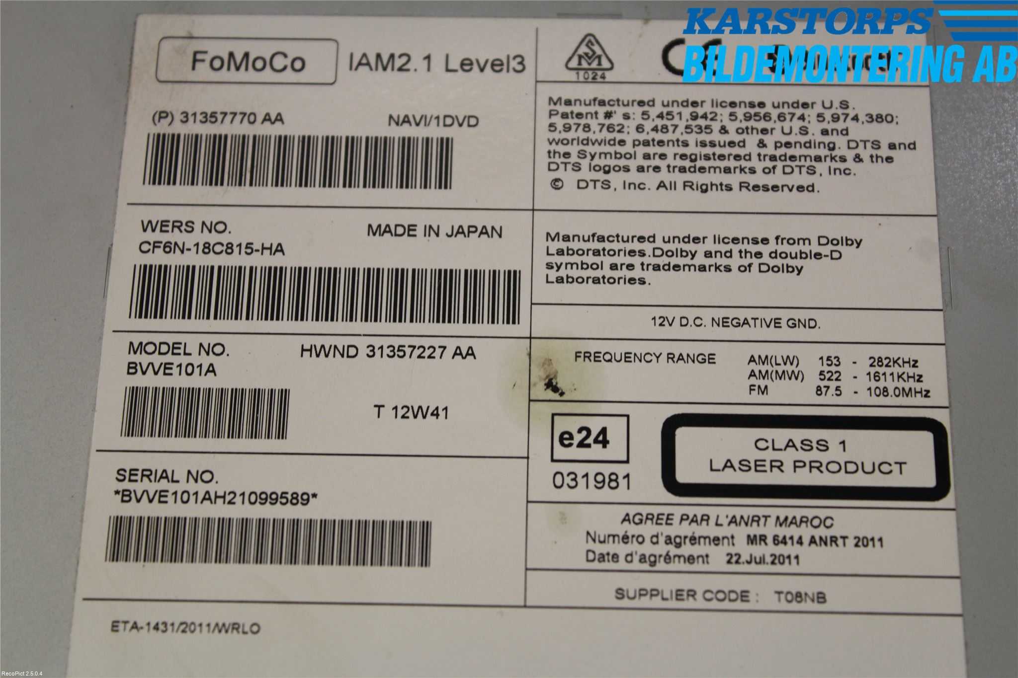 Volvo XC60 09-13 Cd Radio - Multimediapanel