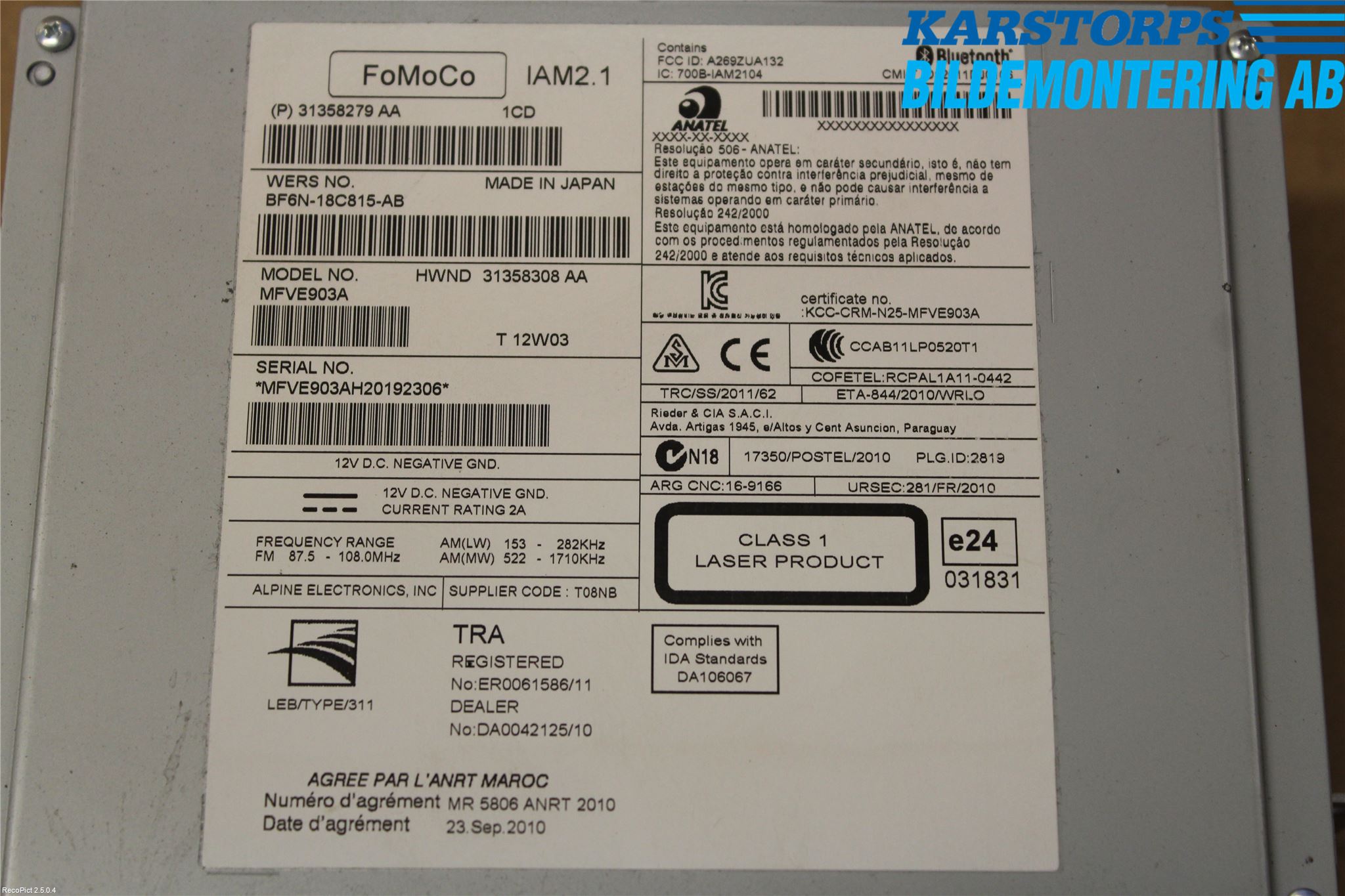 Volvo V60 11-13 Cd Radio - Multimediapanel