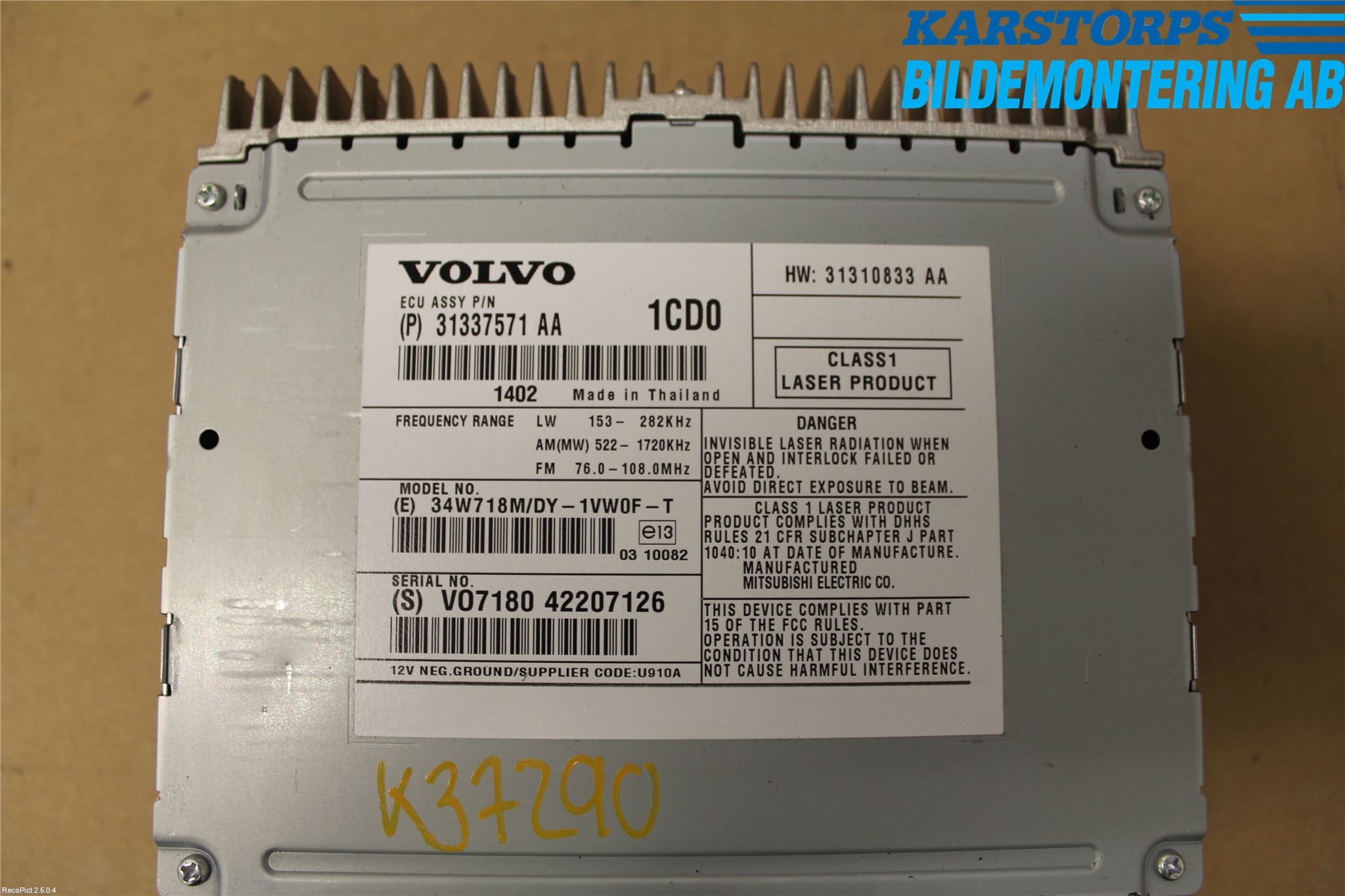 Volvo V60 14-18 Cd Radio - Multimediapanel