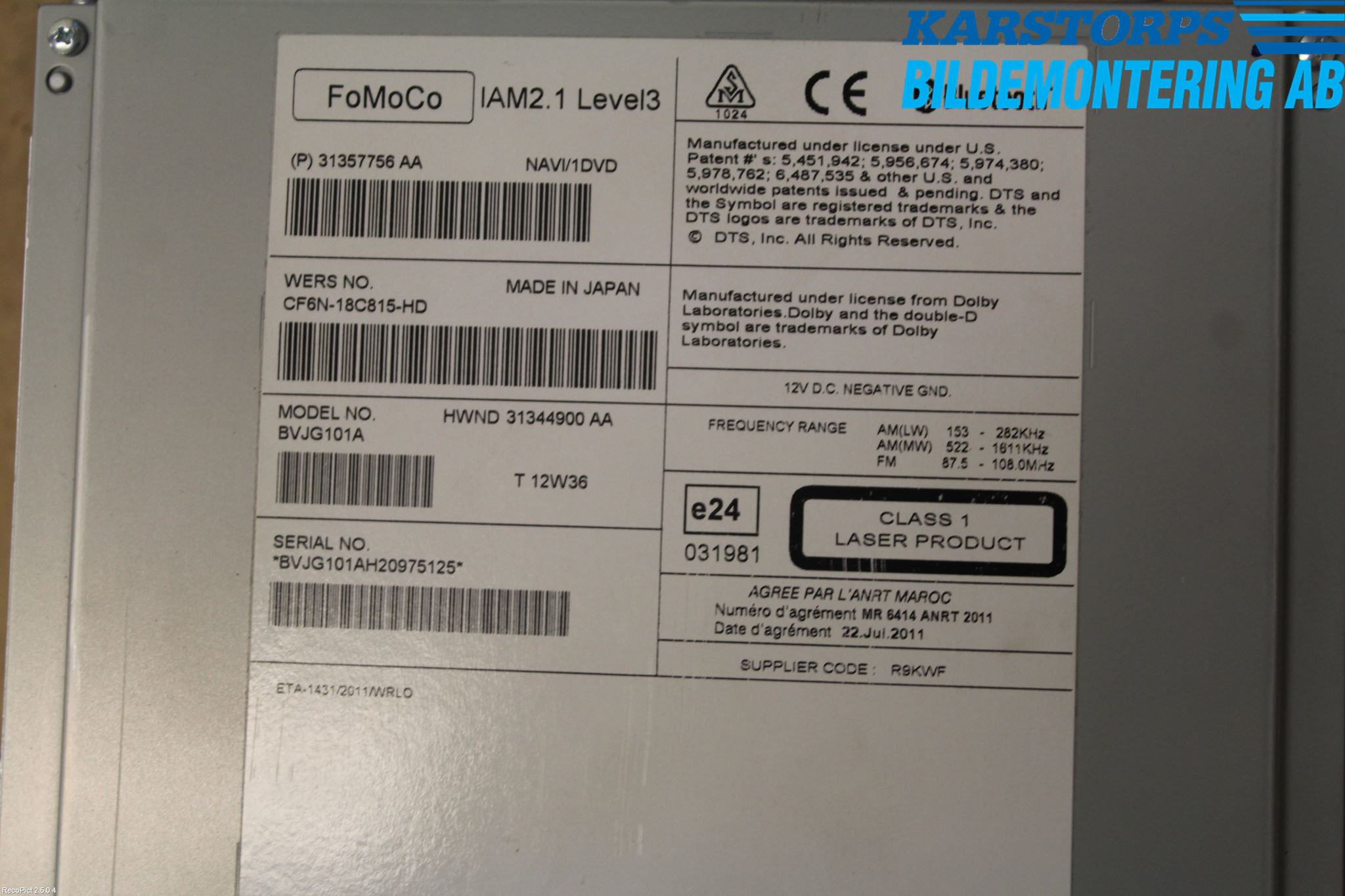 Jaguar XF 08-15 Cd Radio - Multimediapanel