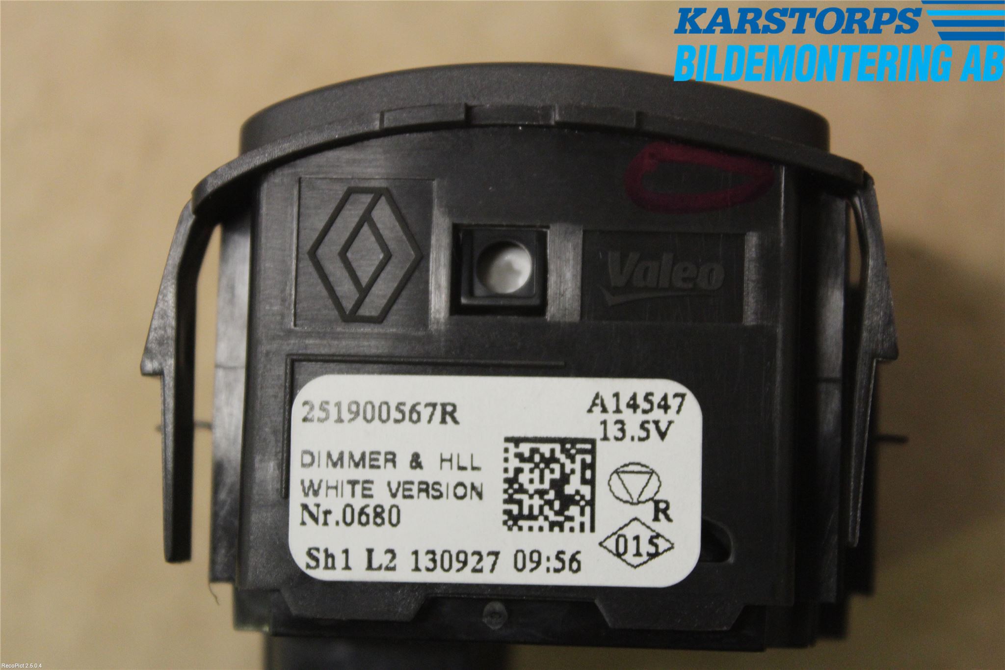 Renault MEGANE III 09-15 Str Ljusvidd Reglering