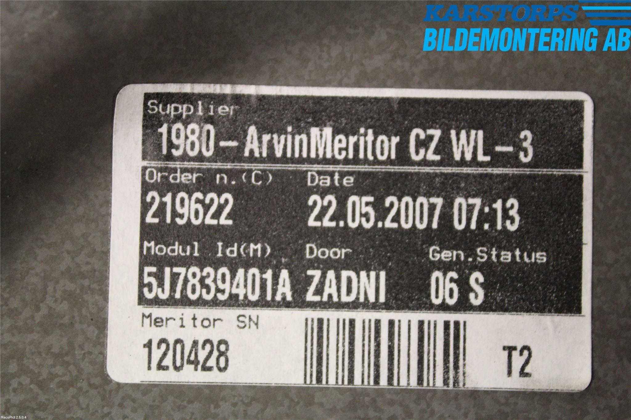 Skoda ROOMSTER Fönsterhiss El Kompl