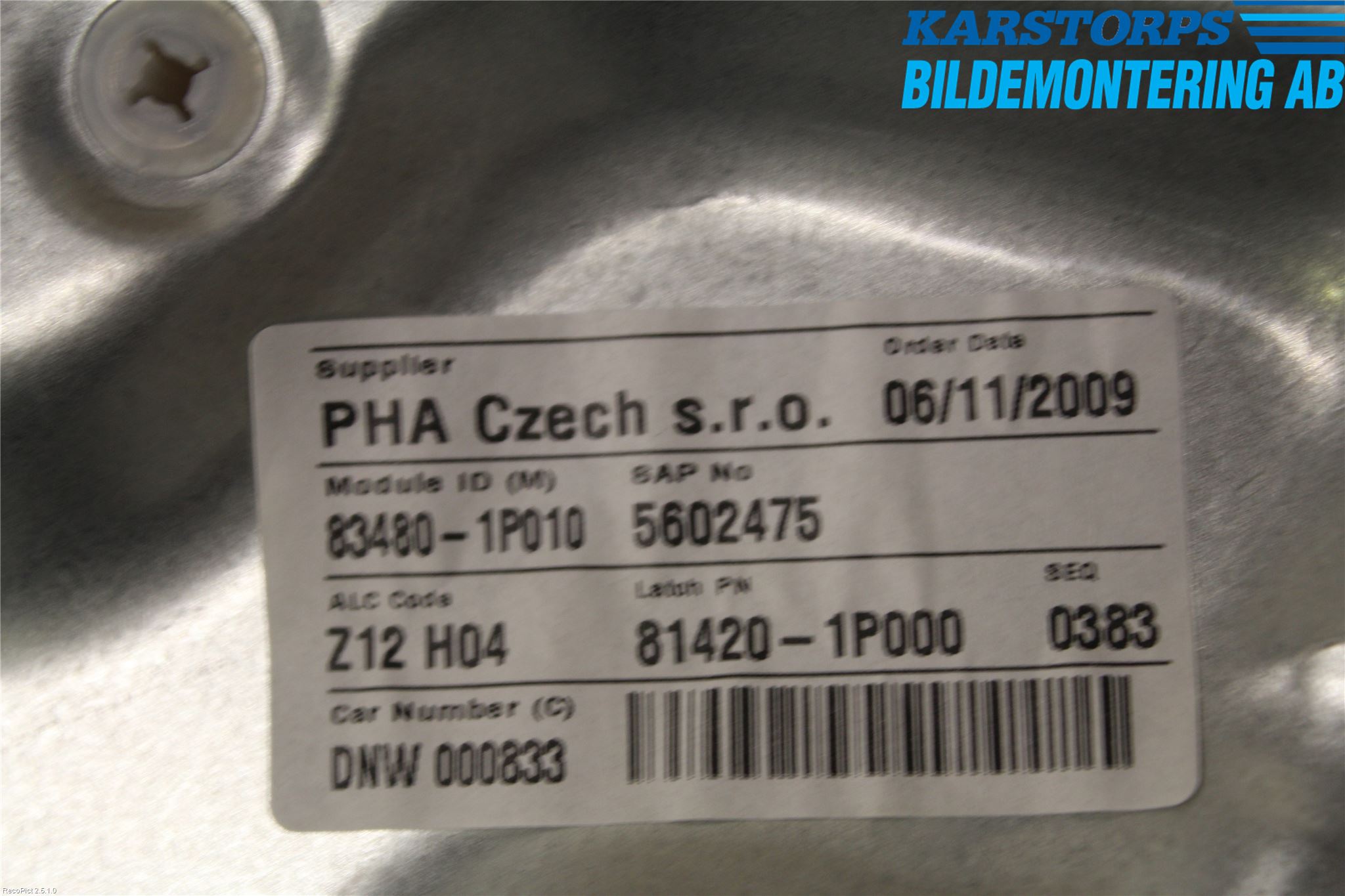 Kia VENGA 10-19 Fönsterhiss El Kompl