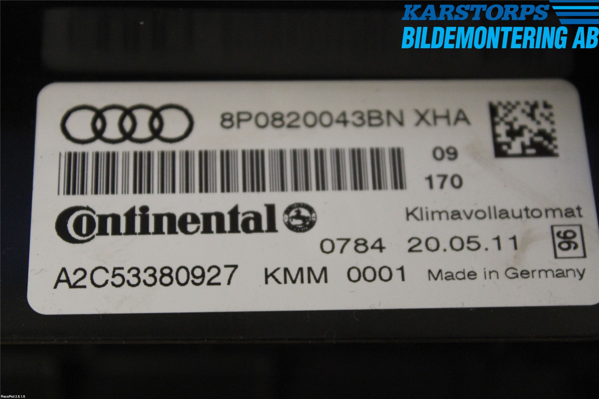 Audi A3/S3 05-13 Ac Styrenhet Ac Manöveren