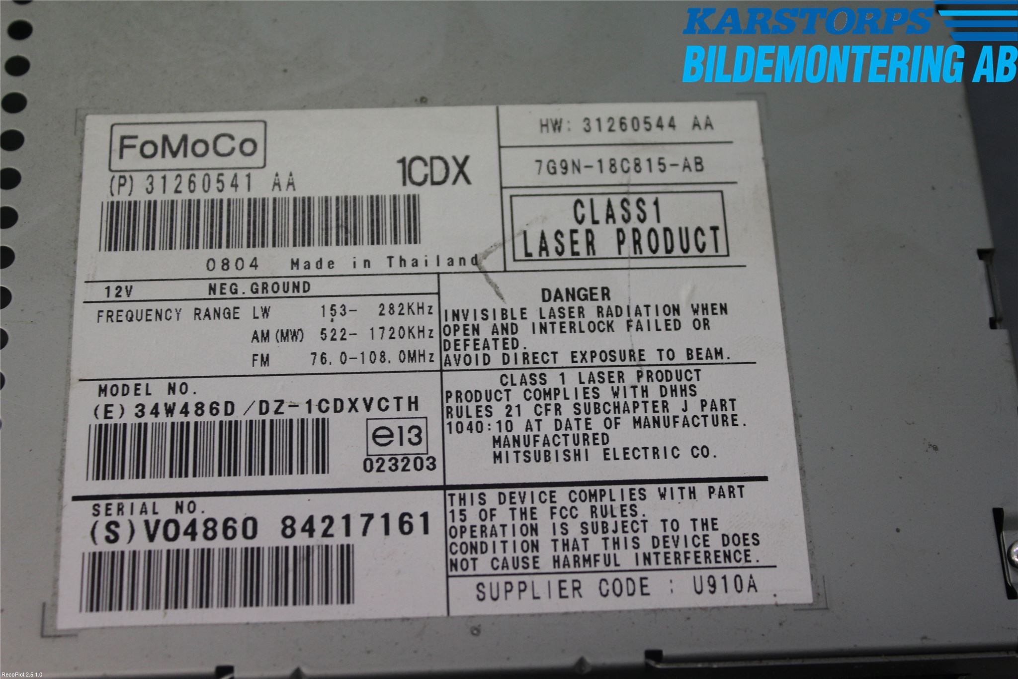 Volvo V70 08-13 Cd Radio - Multimediapanel