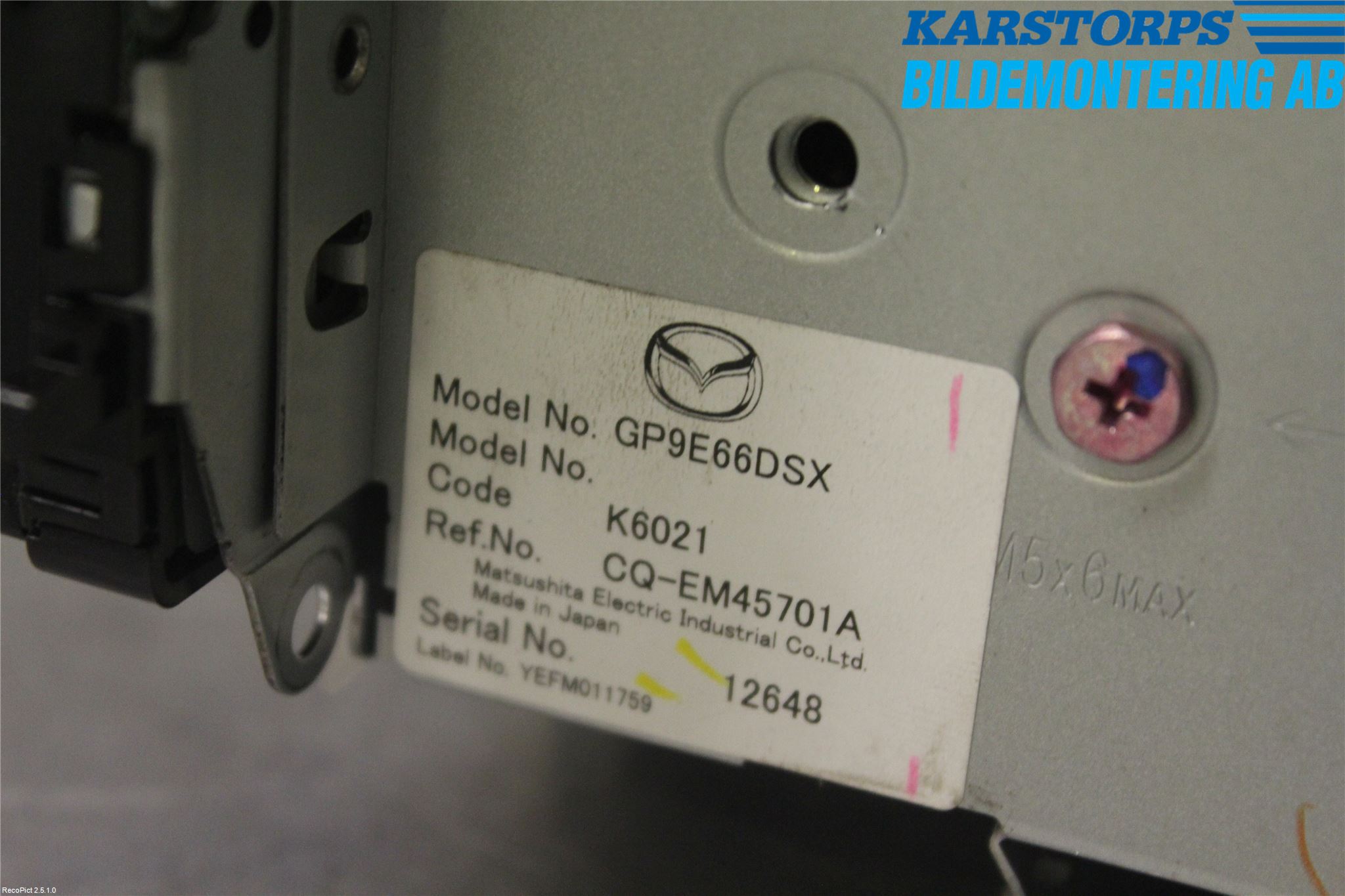 Mazda 6 02-08 Cd Radio - Multimediapanel