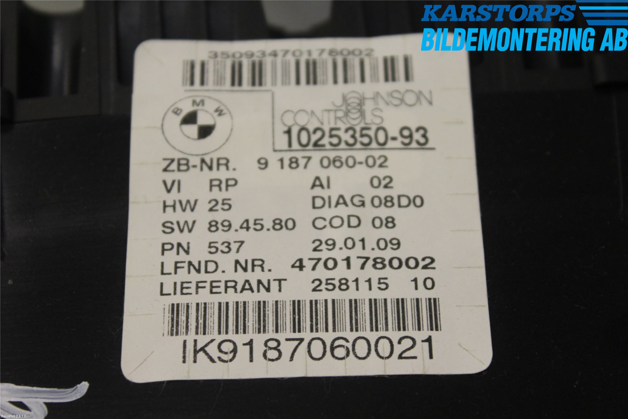 BMW 3 E90/91 SED/TOU 05-12 Instrument Komb