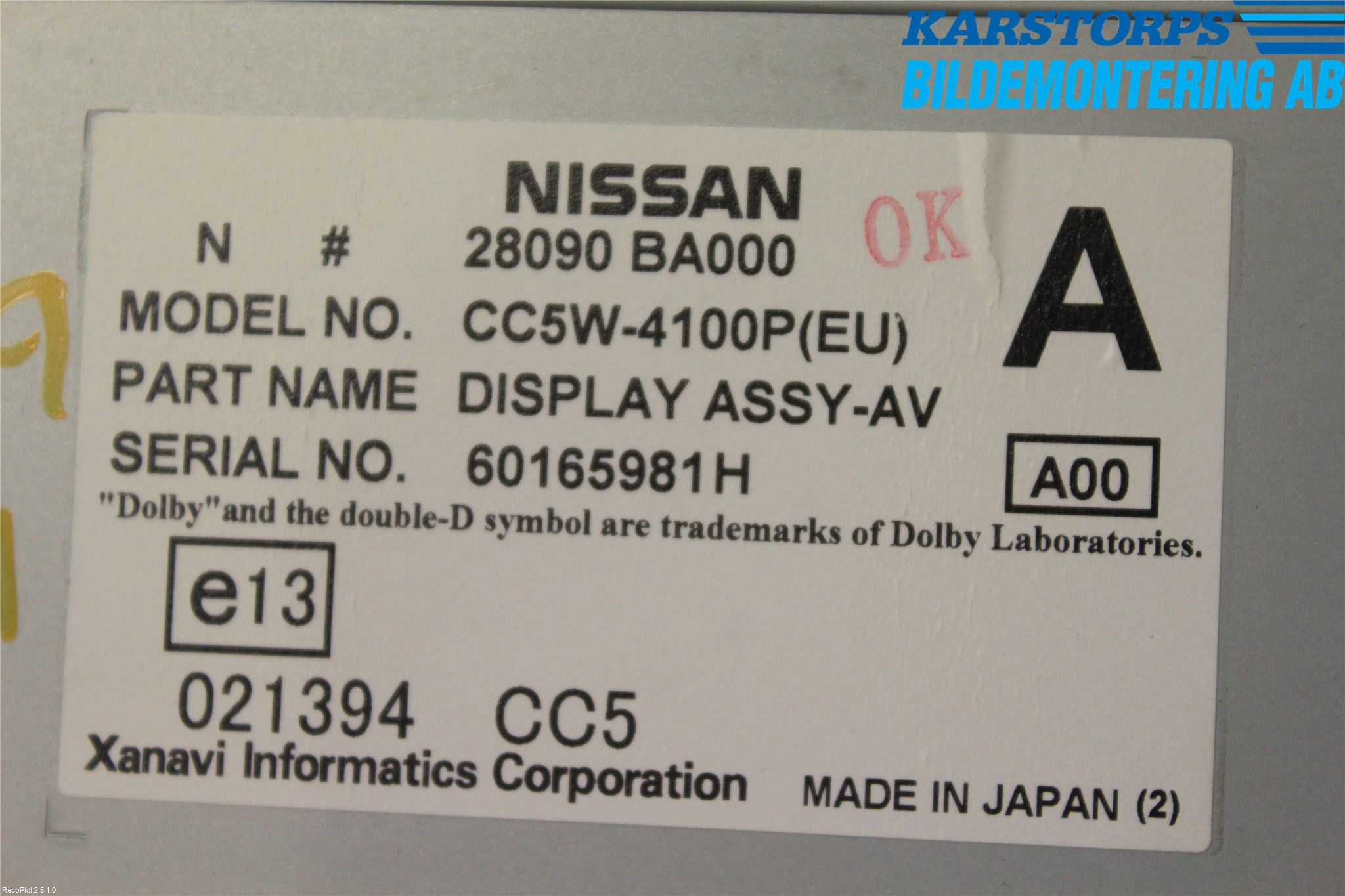 Nissan PRIMERA 02-07 Multifunktionsdisplay