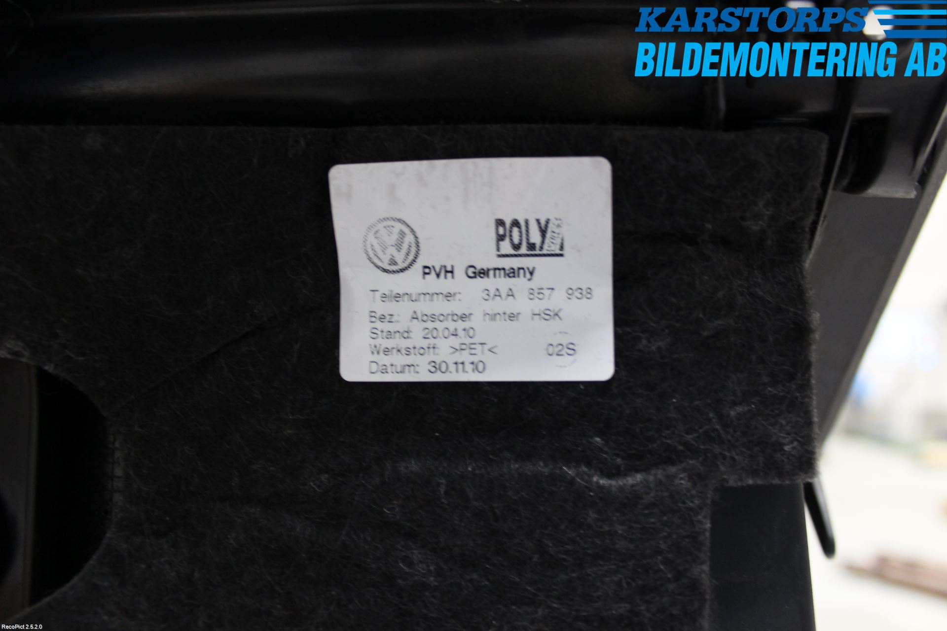 Volkswagen VW PASSAT 11-14 Handskfack