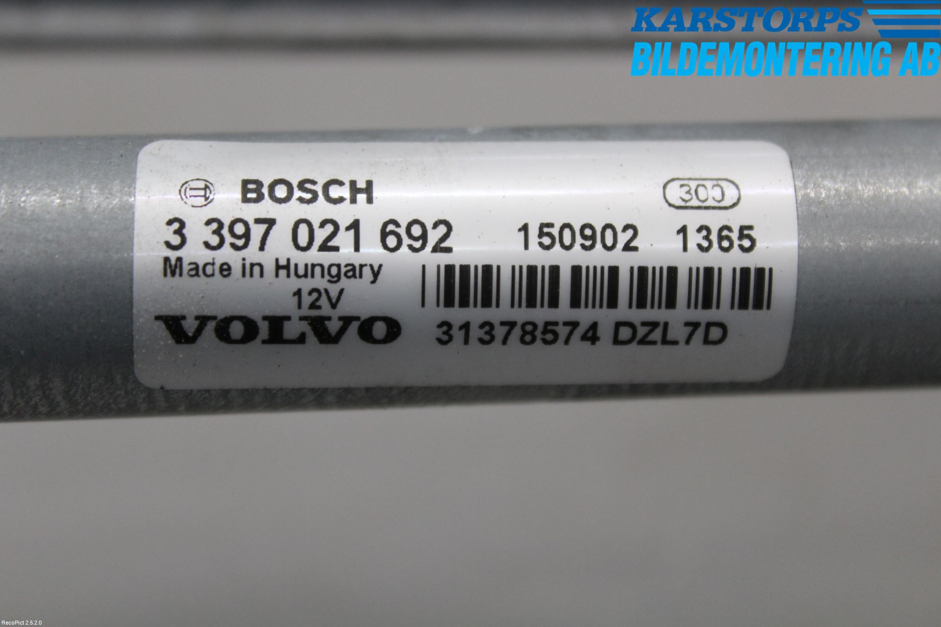 Volvo V40 12-19 Torkarmekanism Vindruta
