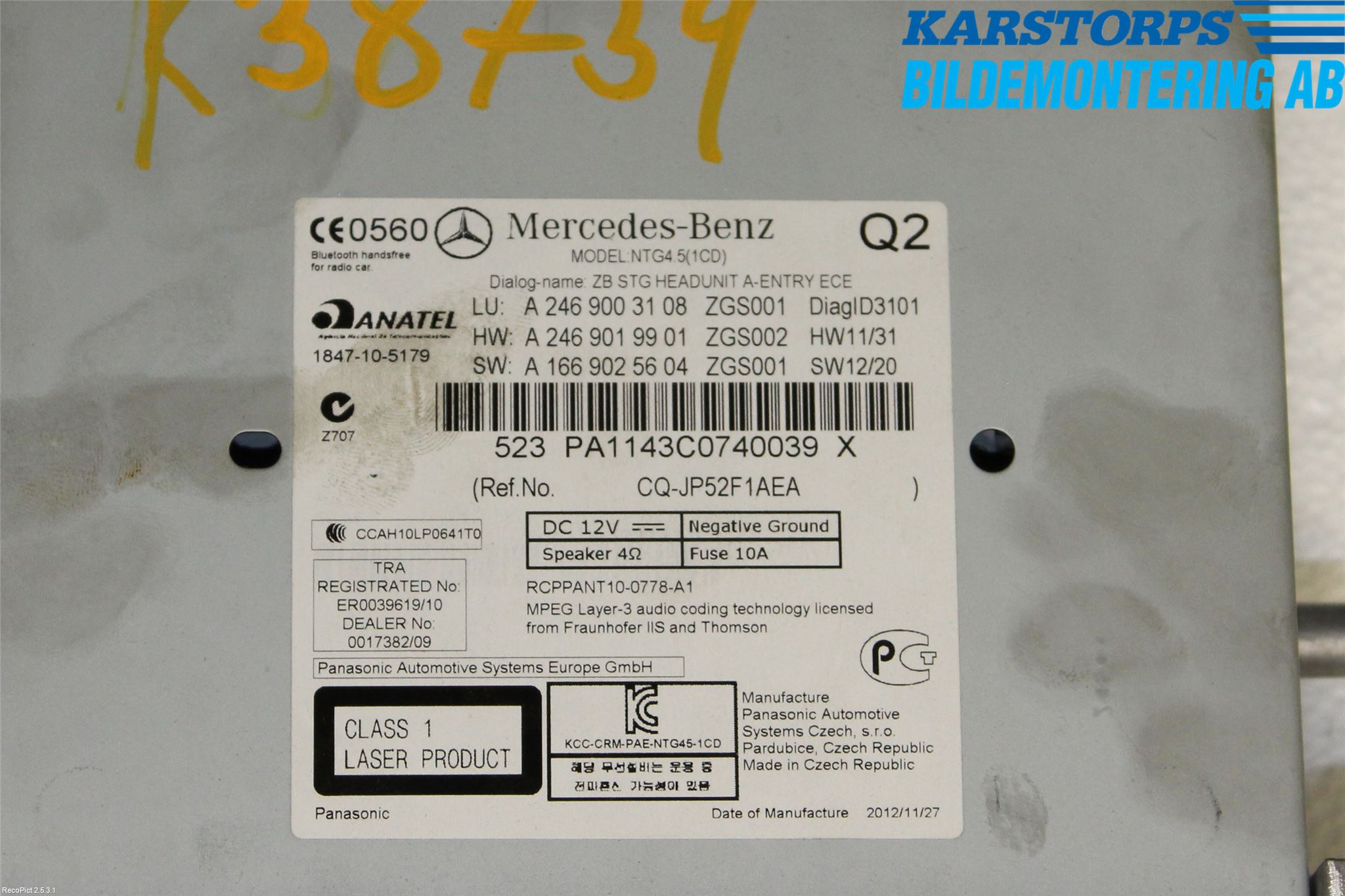 Mercedes-Benz MB A-KLASS (W176) 13-18 Cd Radio - Multimediapanel