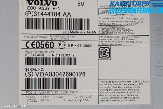 Volvo V70 14-16 Cd Radio - Multimediapanel