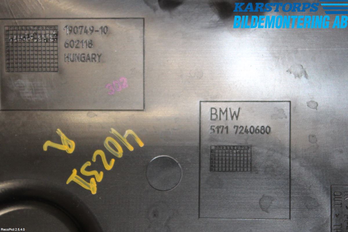 BMW 1 F20/F21 11-19 Torpedplåt-Torpedplast