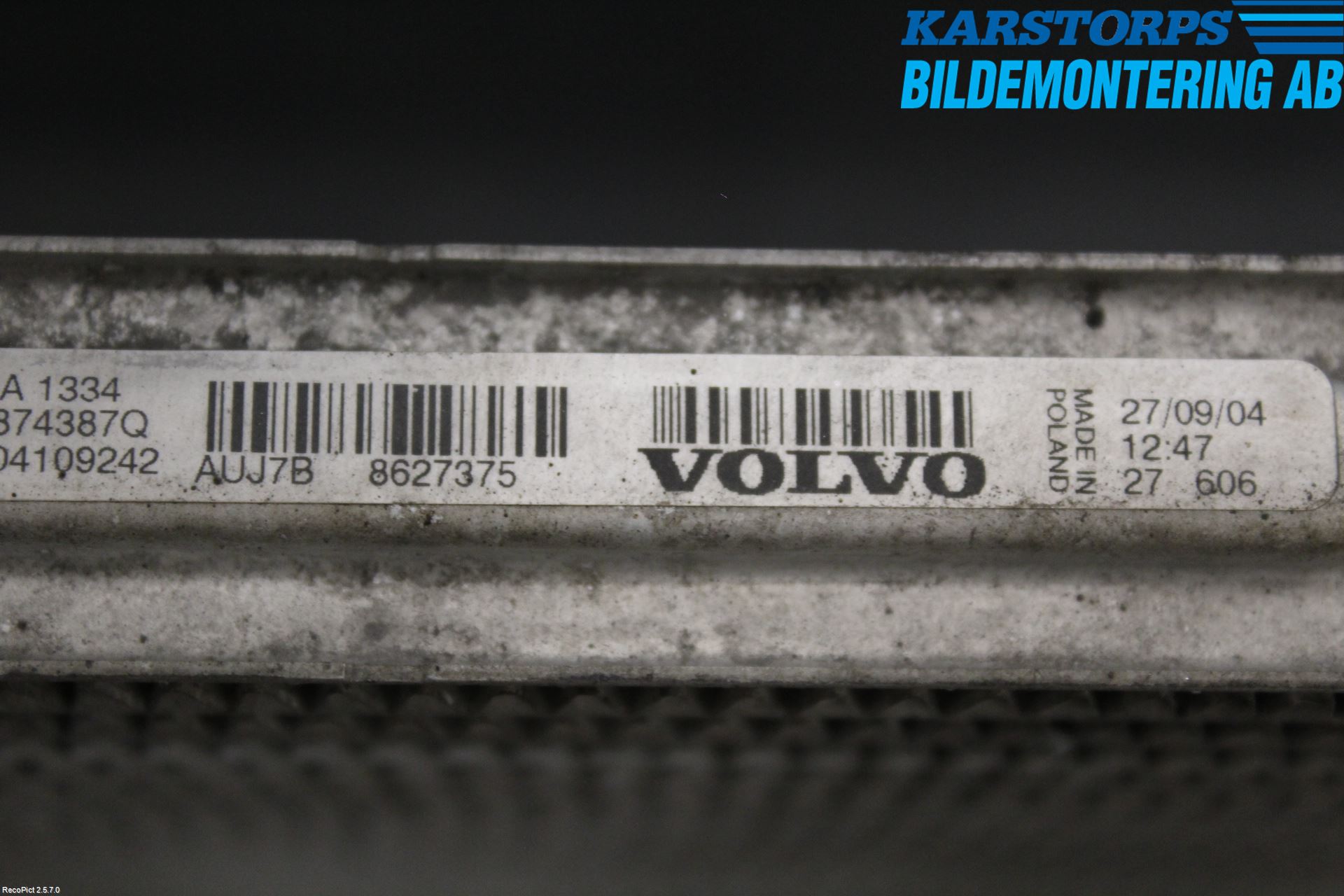 Volvo XC90 03-06 Laddluft-Intercooler Kyl