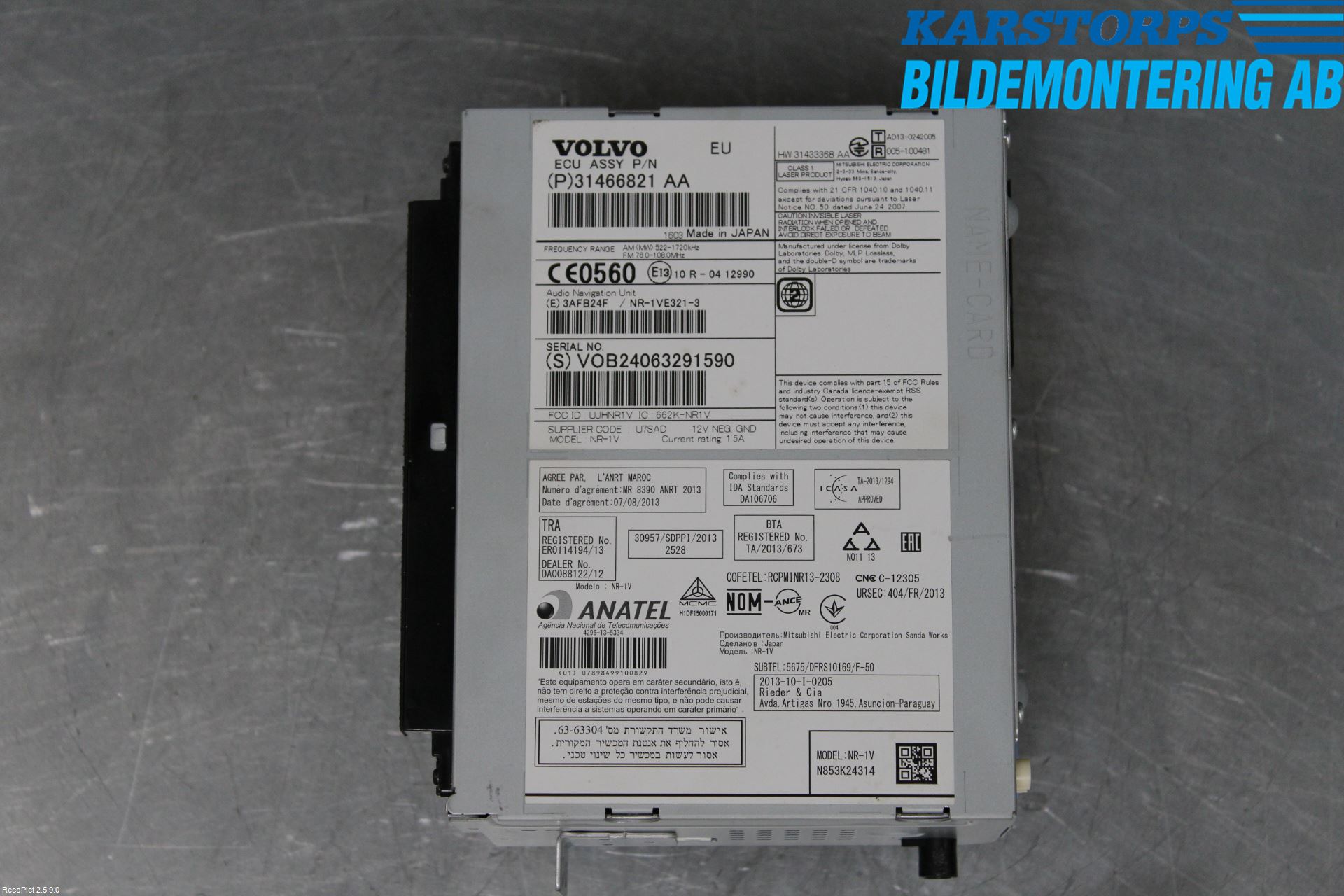 Volvo V70 14-16 Cd Radio - Multimediapanel